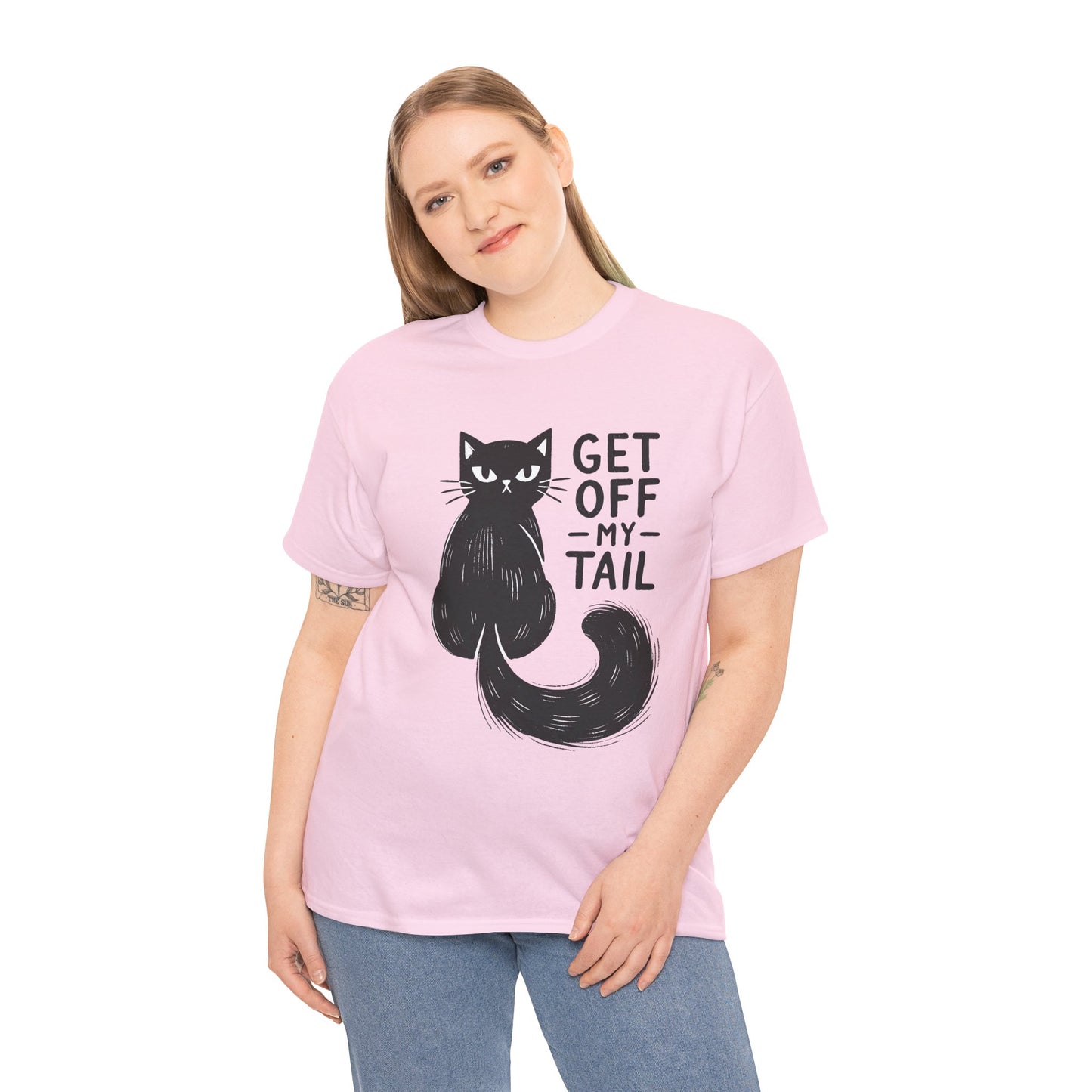 Cat T-Shirt — "Get Off My Tail" Funny Black Cat Tee