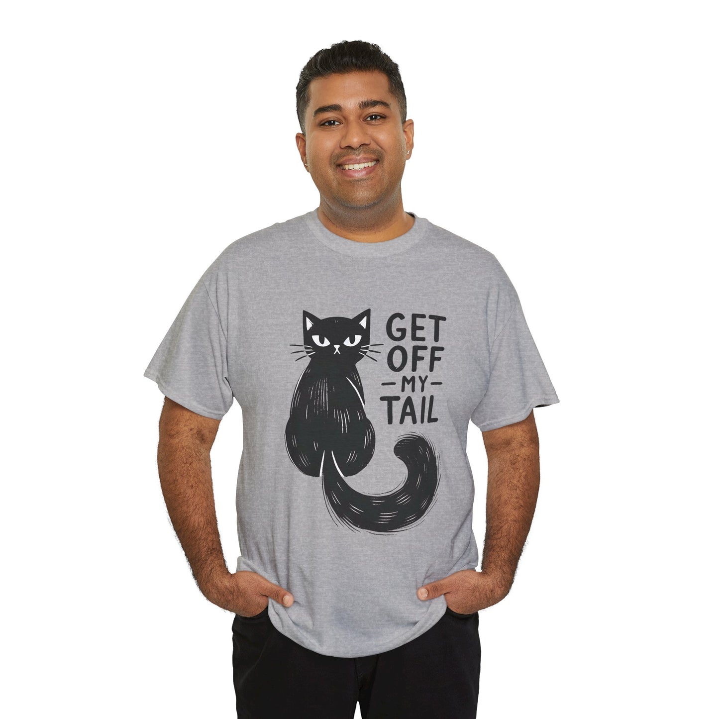 Cat T-Shirt — "Get Off My Tail" Funny Black Cat Tee