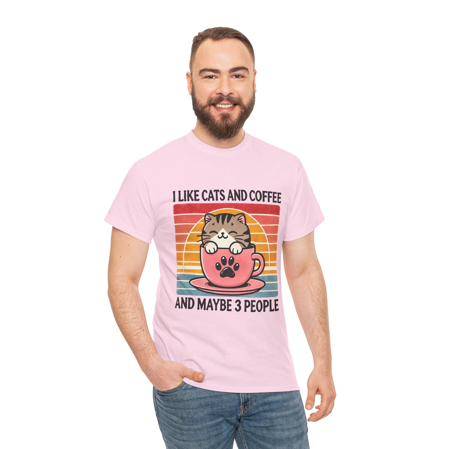 Cat & Coffee T-Shirt — "I Like Cats and Coffee and Maybe 3 People" Cute Vintage Tee