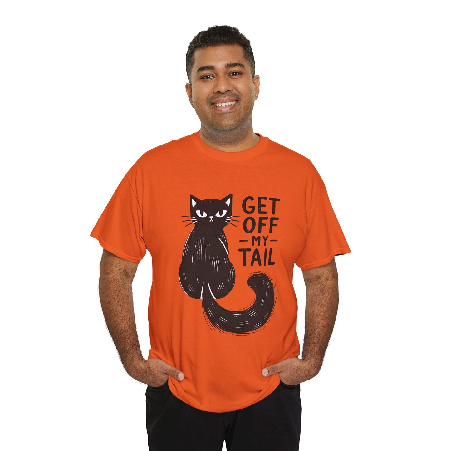 Cat T-Shirt — "Get Off My Tail" Funny Black Cat Tee