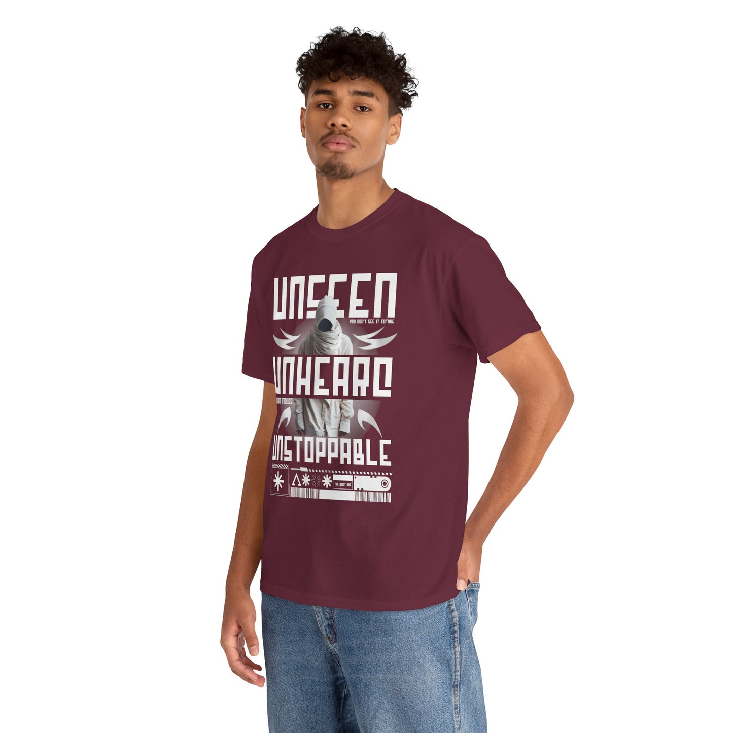 T-Shirt — "Unseen, Unheard, Unstoppable" Graphic Tee (Bold Futuristic Design)