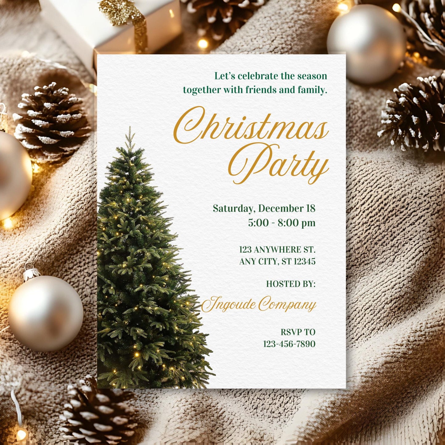 Editable Santa Hat Christmas Party Invitation: Canva Template