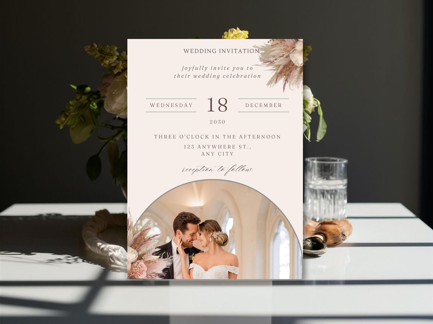 Elegant Wedding Invitation Template: Minimalist Photo Canva Suite