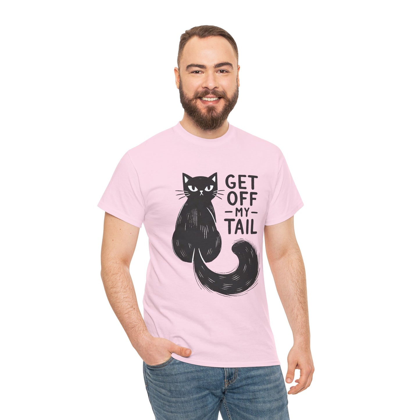 Cat T-Shirt — "Get Off My Tail" Funny Black Cat Tee