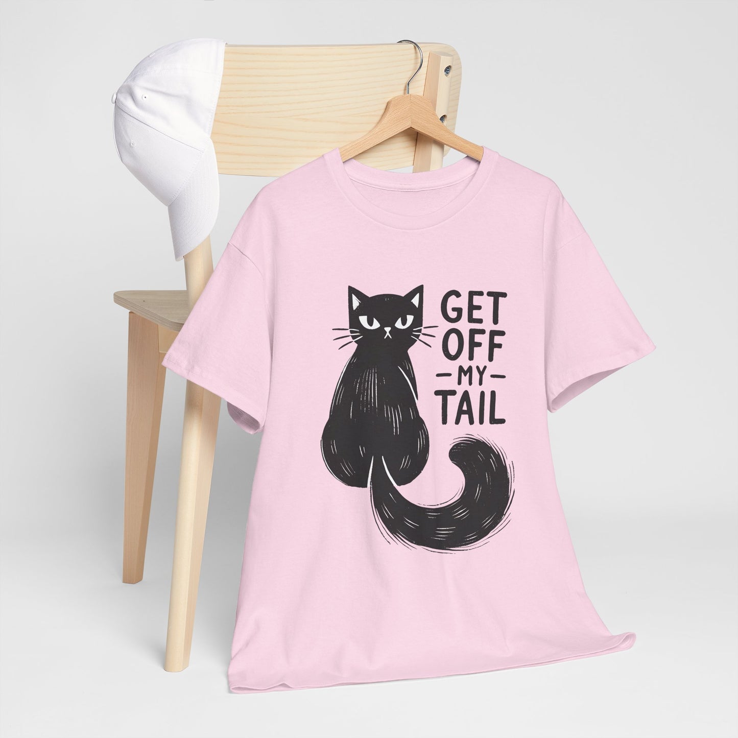 Cat T-Shirt — "Get Off My Tail" Funny Black Cat Tee
