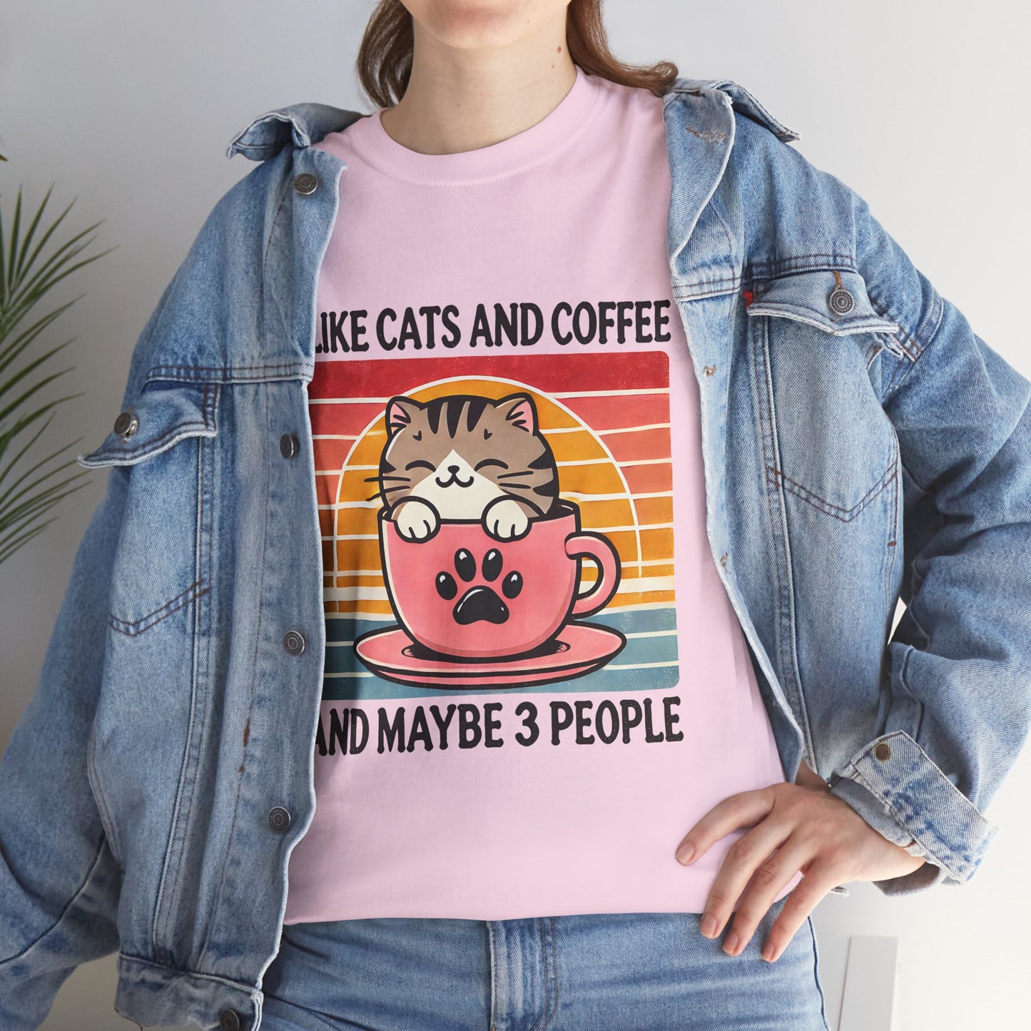 Cat & Coffee T-Shirt — "I Like Cats and Coffee and Maybe 3 People" Cute Vintage Tee