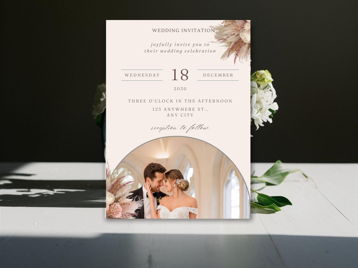 Elegant Wedding Invitation Template: Minimalist Photo Canva Suite