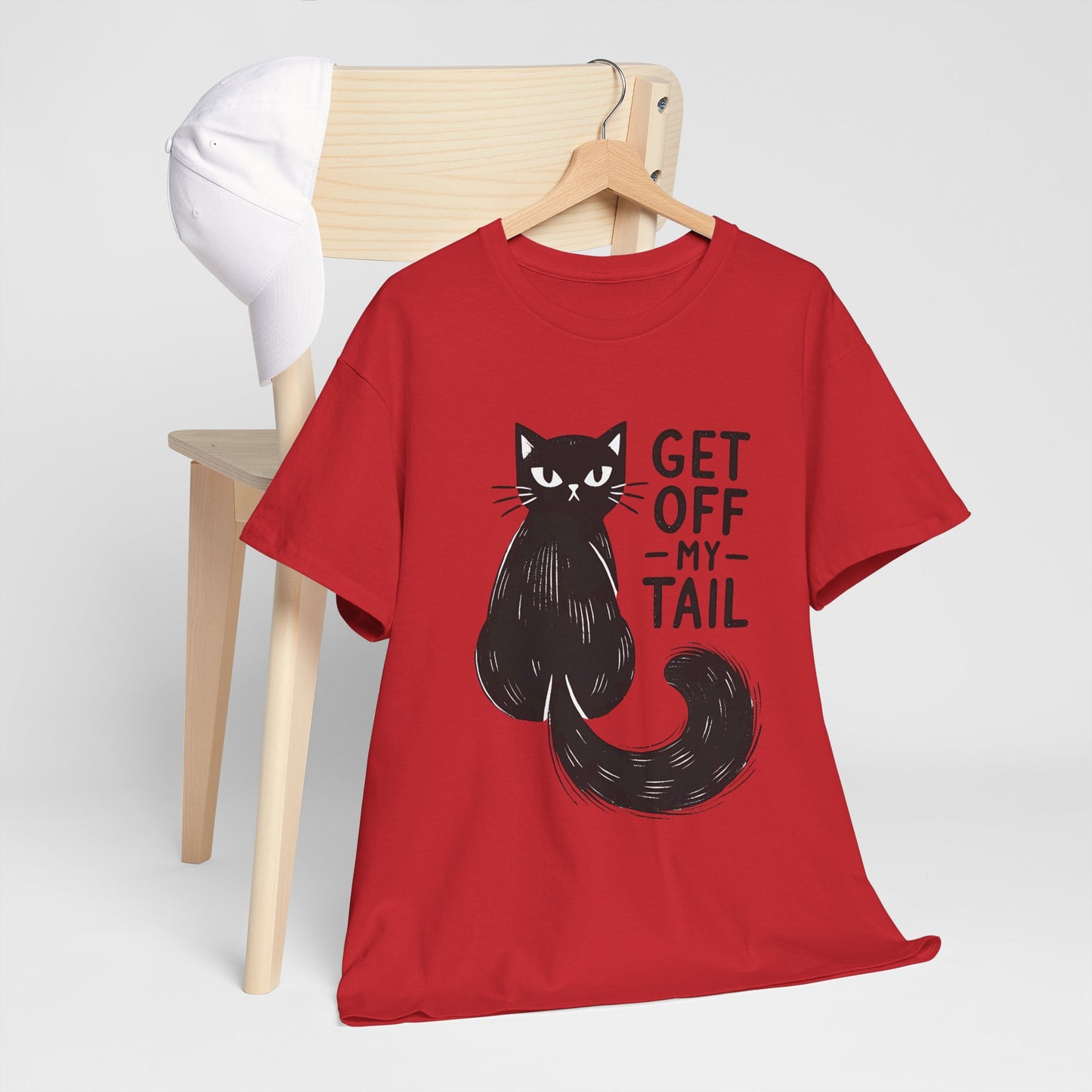 Cat T-Shirt — "Get Off My Tail" Funny Black Cat Tee