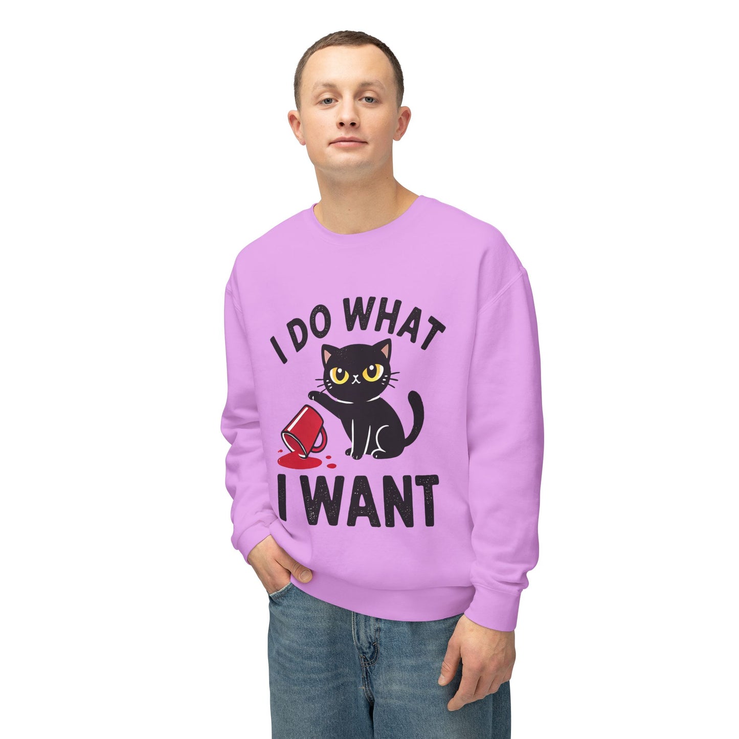 Cat Graphic Sweatshirt "I Do What I Want" – Cute Rebellious Cat Crewneck