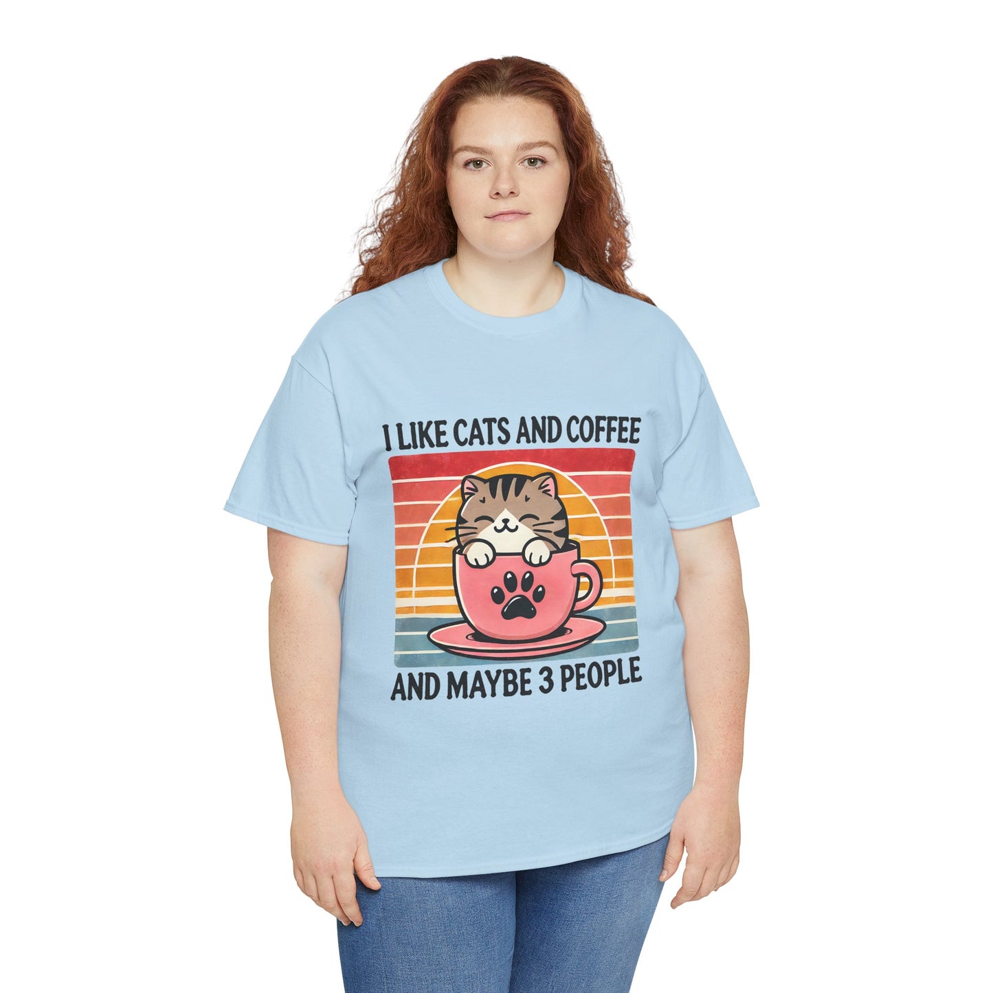 Cat & Coffee T-Shirt — "I Like Cats and Coffee and Maybe 3 People" Cute Vintage Tee