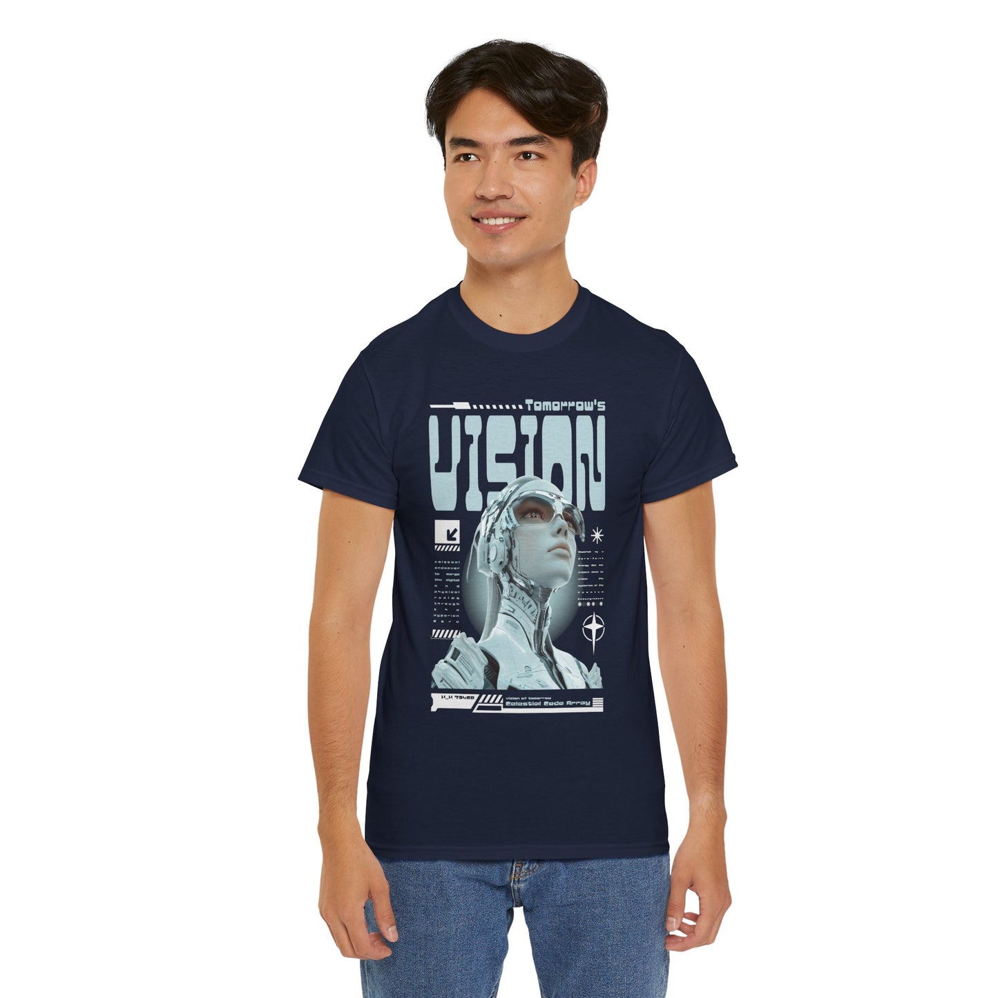 Futuristic Cyborg Portrait Tee – "VISION" Graphic T-Shirt
