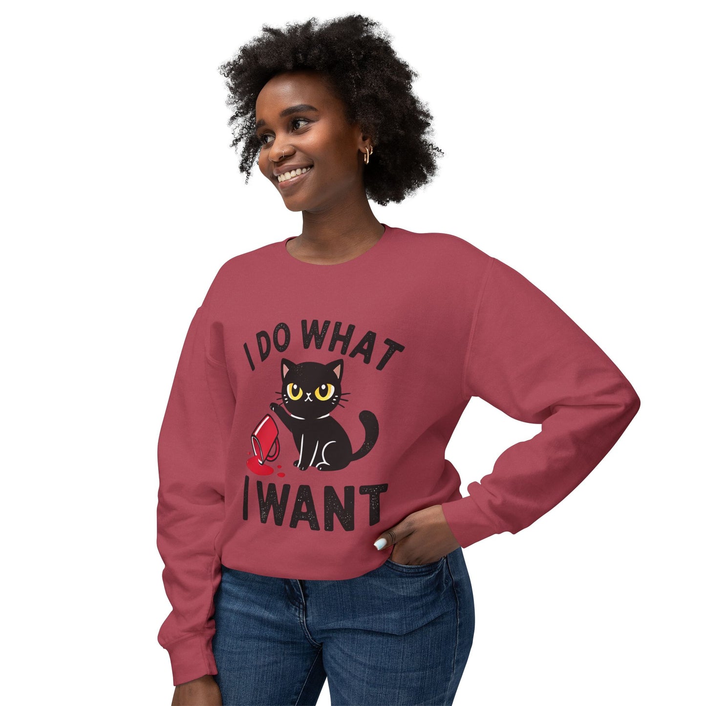Cat Graphic Sweatshirt "I Do What I Want" – Cute Rebellious Cat Crewneck