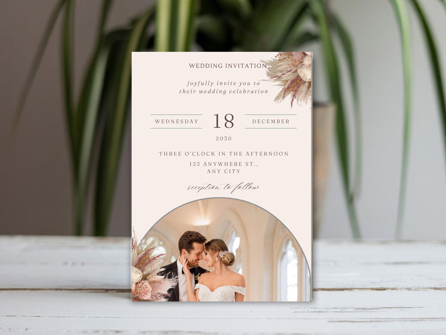 Elegant Wedding Invitation Template: Minimalist Photo Canva Suite