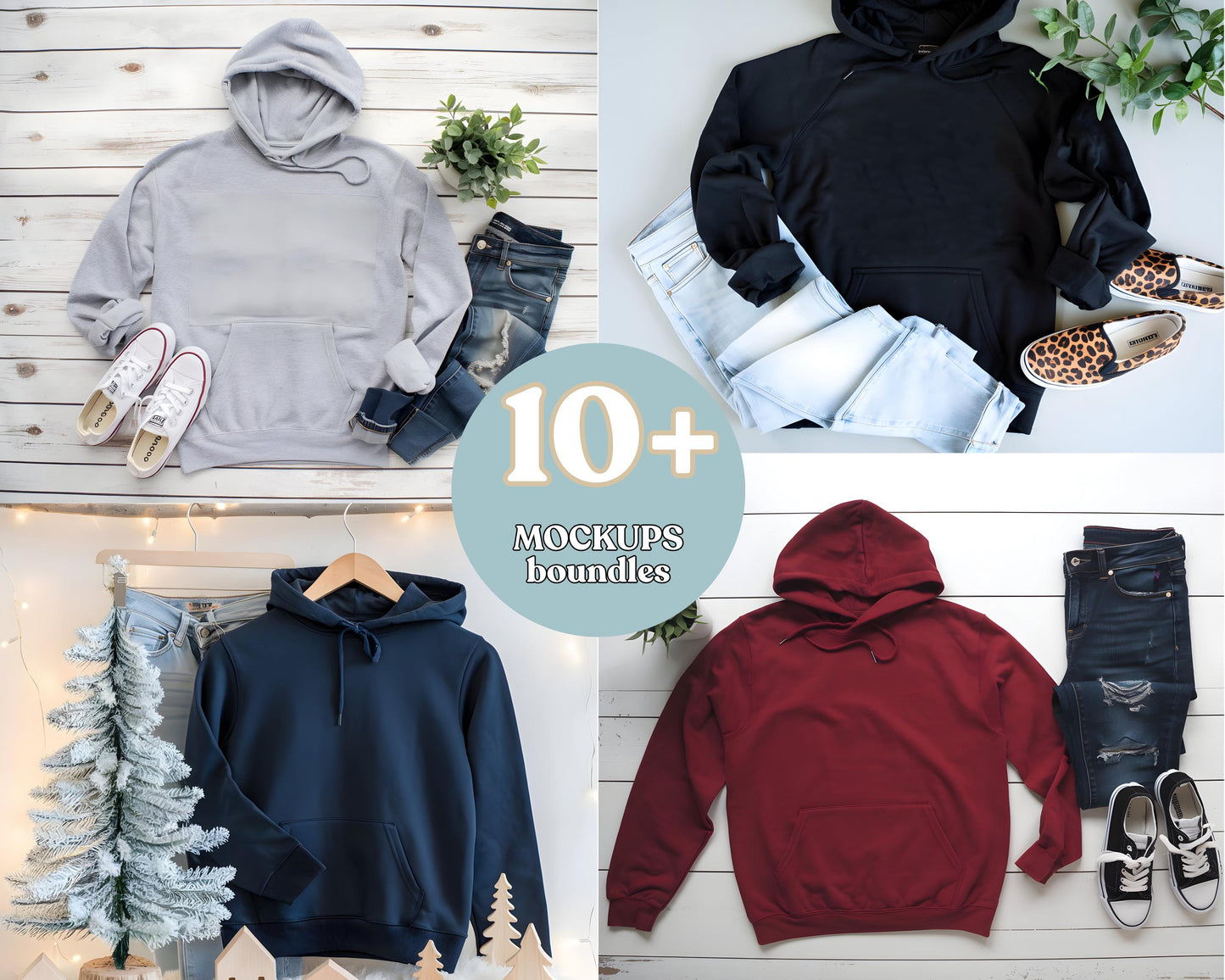 Gildan 18500 Hoodie Mockup Bundle, Flat Lay PSD & JPEG (Digital Download)