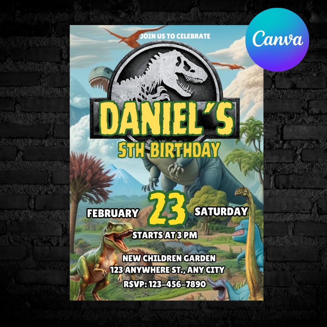 Editable Dino Birthday Invitation: T-Rex Party, Boys 1-4 (Digital Download)