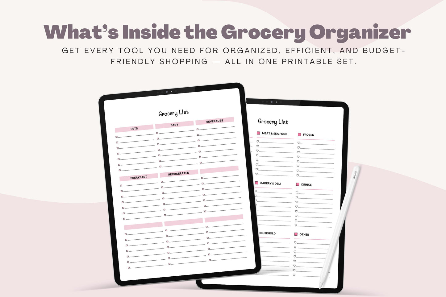 Printable Grocery List Bundle, Weekly Meal Planner (Digital Download PDF)