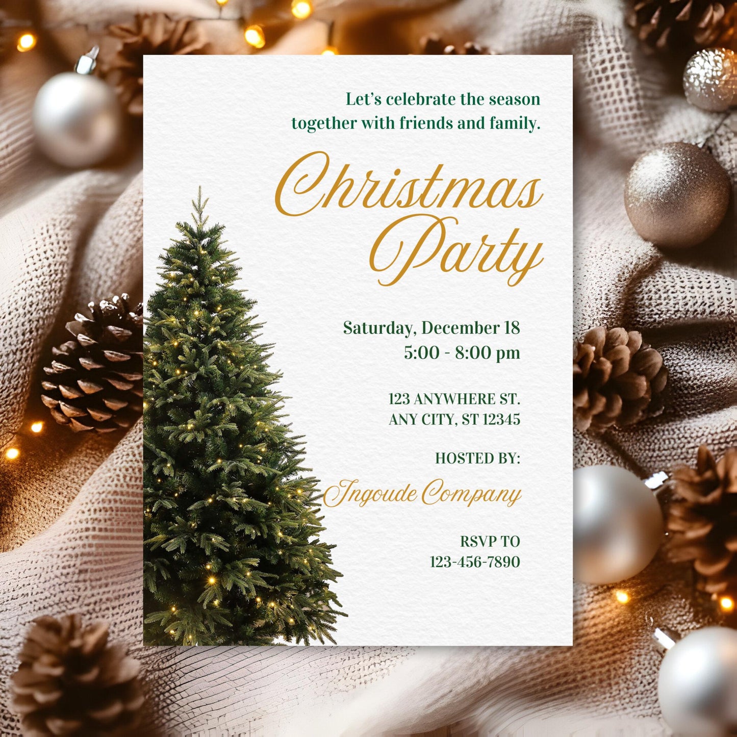 Editable Santa Hat Christmas Party Invitation: Canva Template