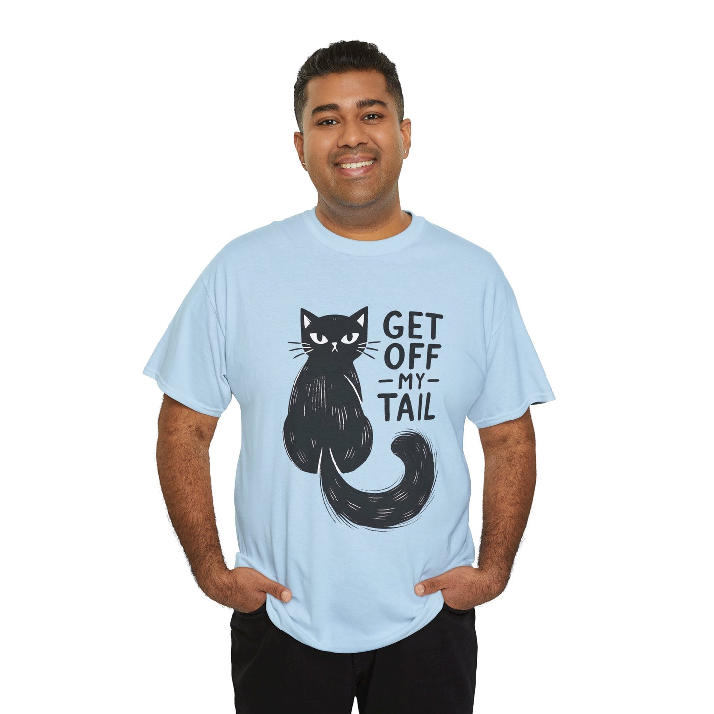 Cat T-Shirt — "Get Off My Tail" Funny Black Cat Tee