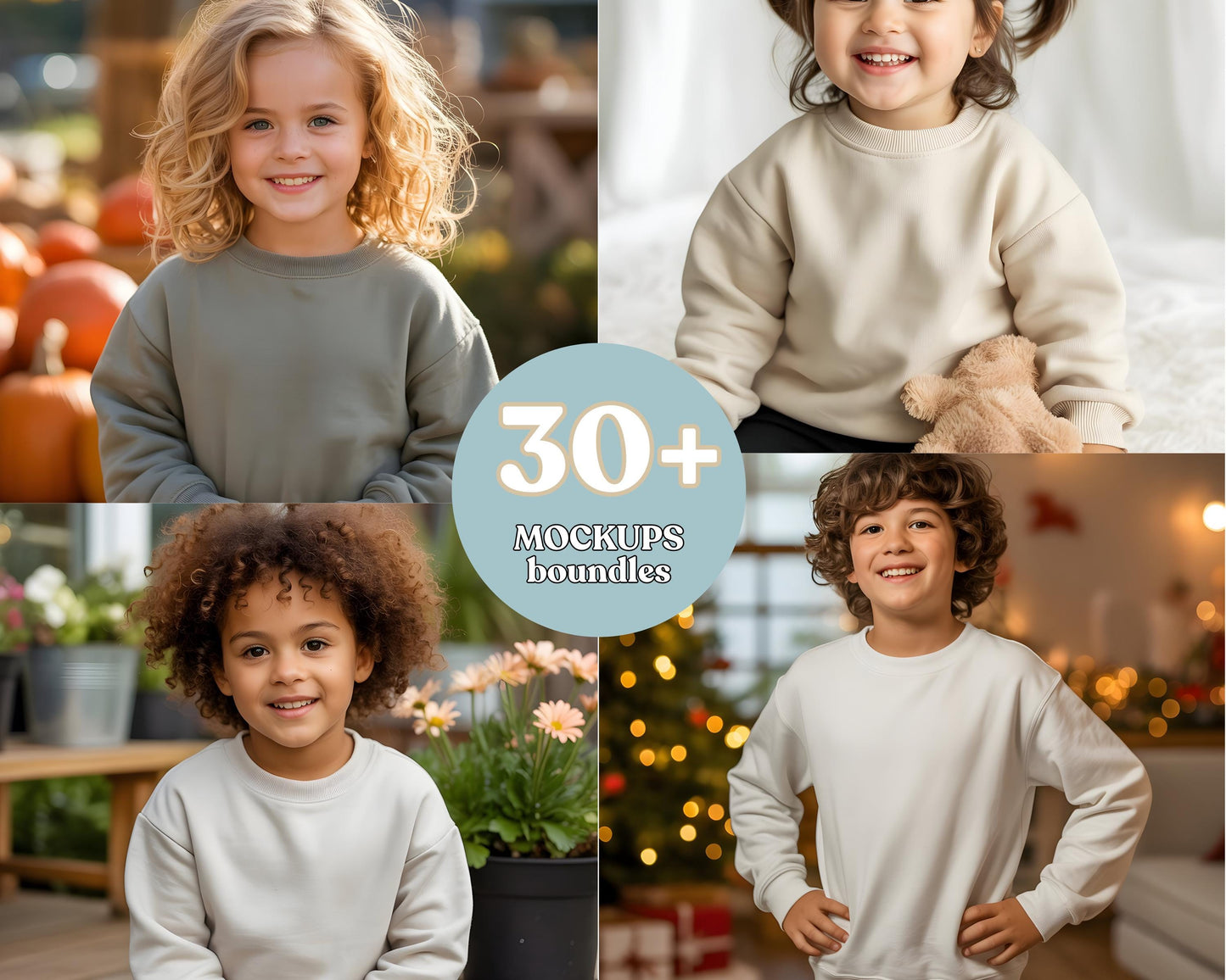 Felpa Gildan 18000B per bambini, modello: Boho neutro (download digitale)