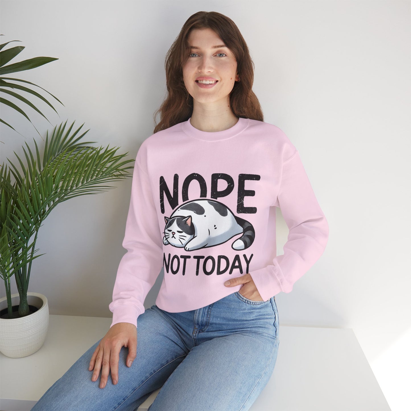 Cat 'Nope, Not Today' Crewneck Sweatshirt