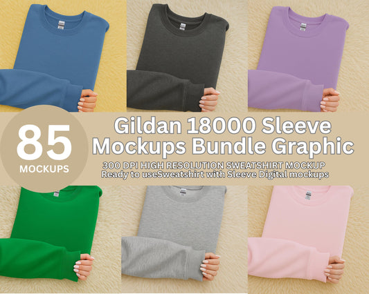 Sweatshirt Mockup Bundle, Gildan 18000, Flat Lay Design, Minimalist Style, Digital Product, Creative Download