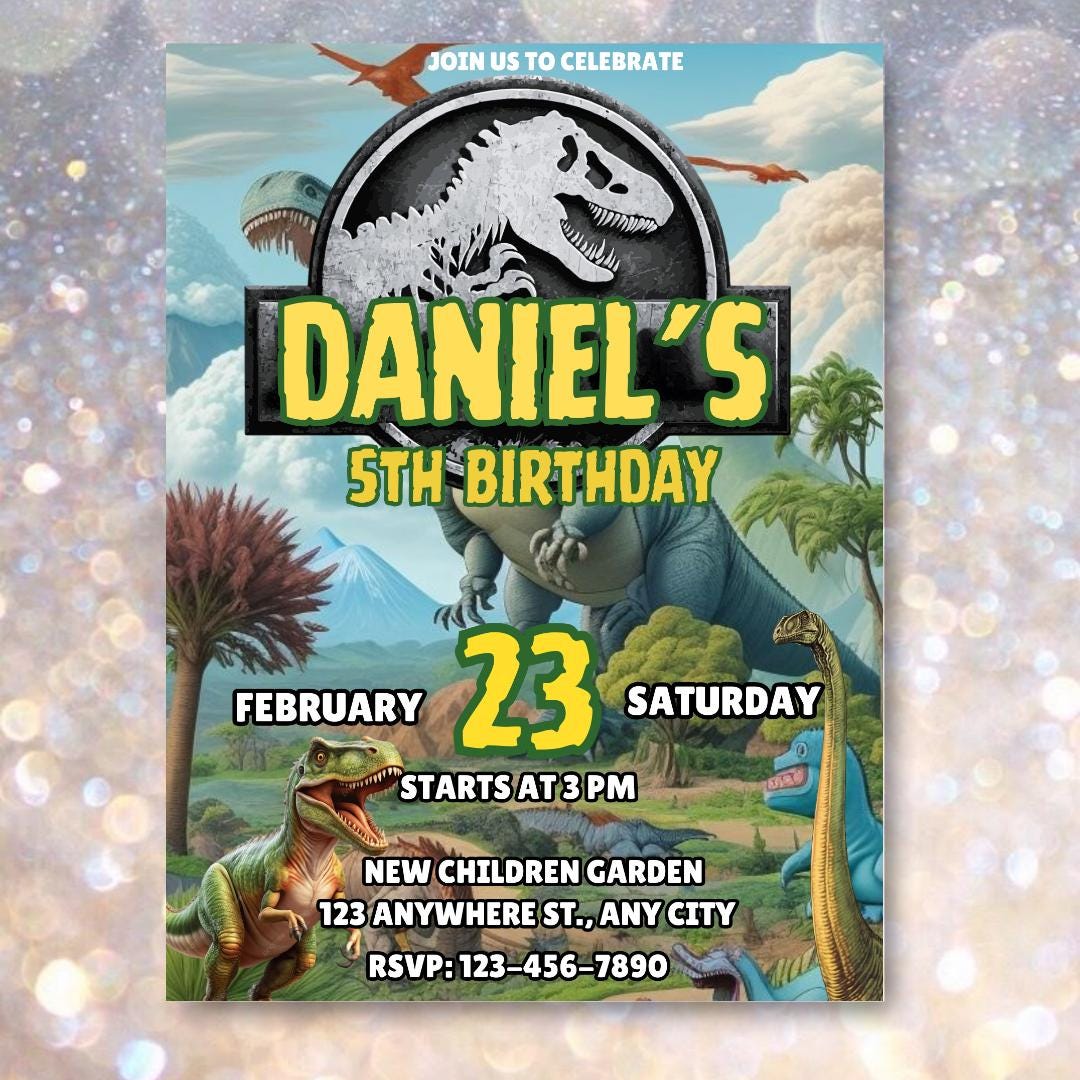 Editable Dino Birthday Invitation: T-Rex Party, Boys 1-4 (Digital Download)