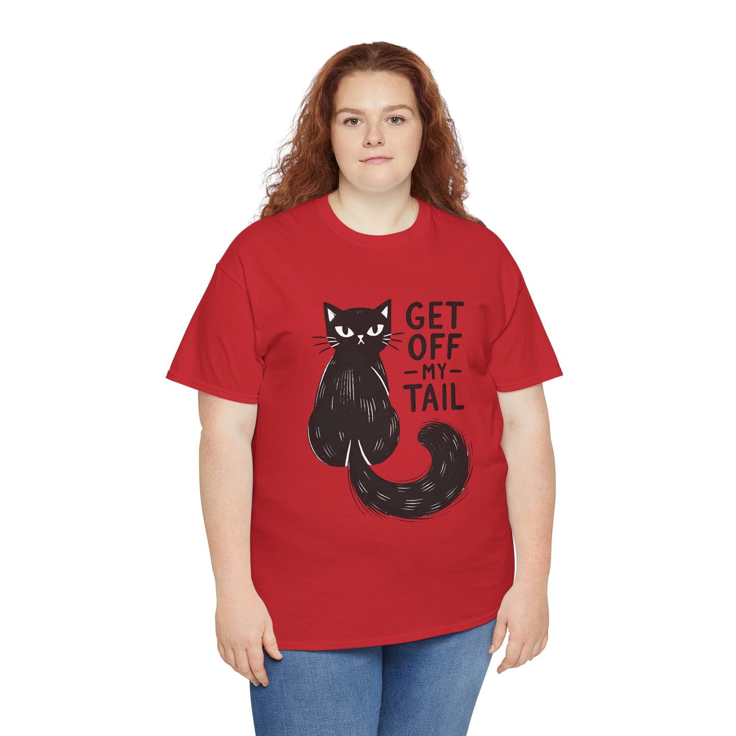 Cat T-Shirt — "Get Off My Tail" Funny Black Cat Tee