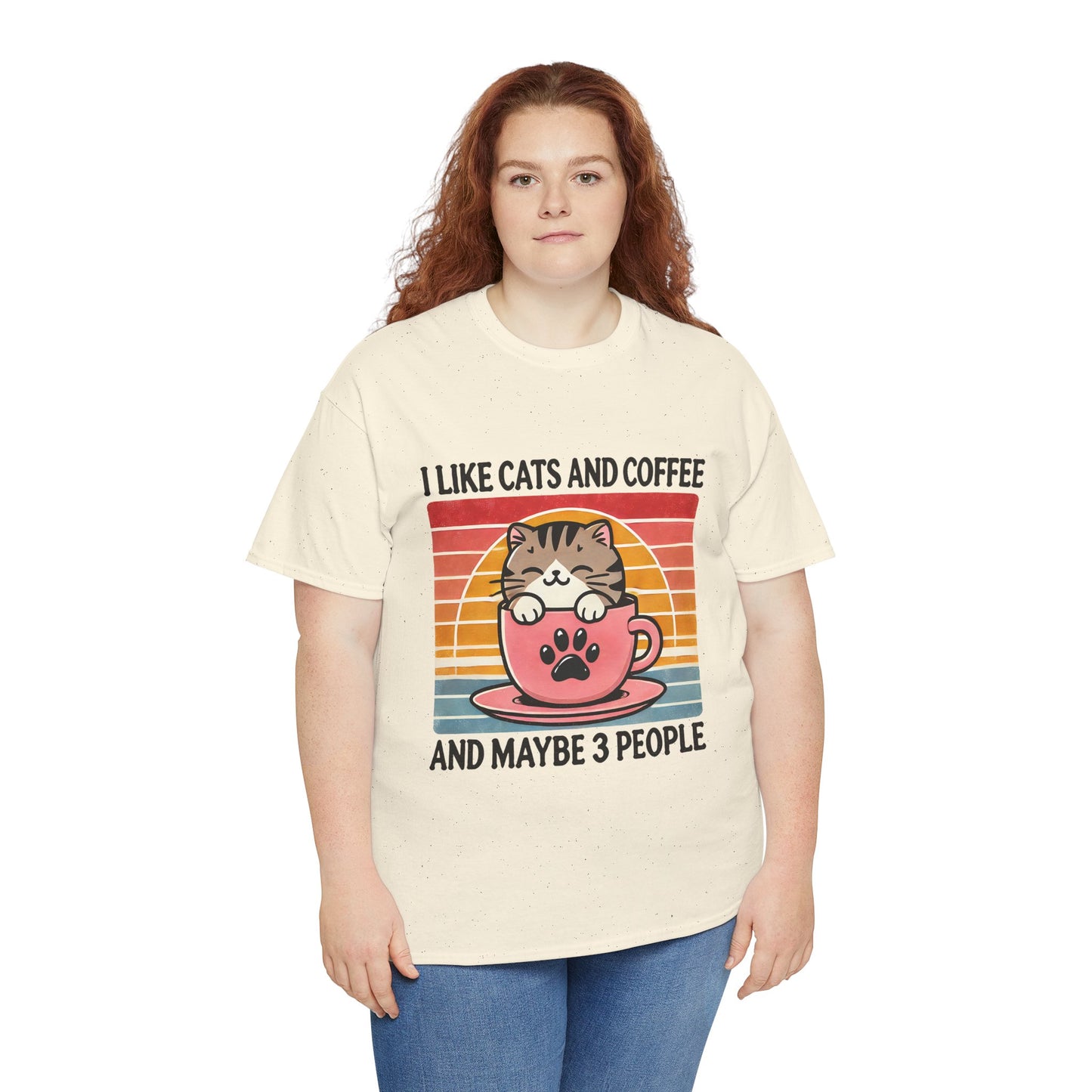 Cat & Coffee T-Shirt — "I Like Cats and Coffee and Maybe 3 People" Cute Vintage Tee