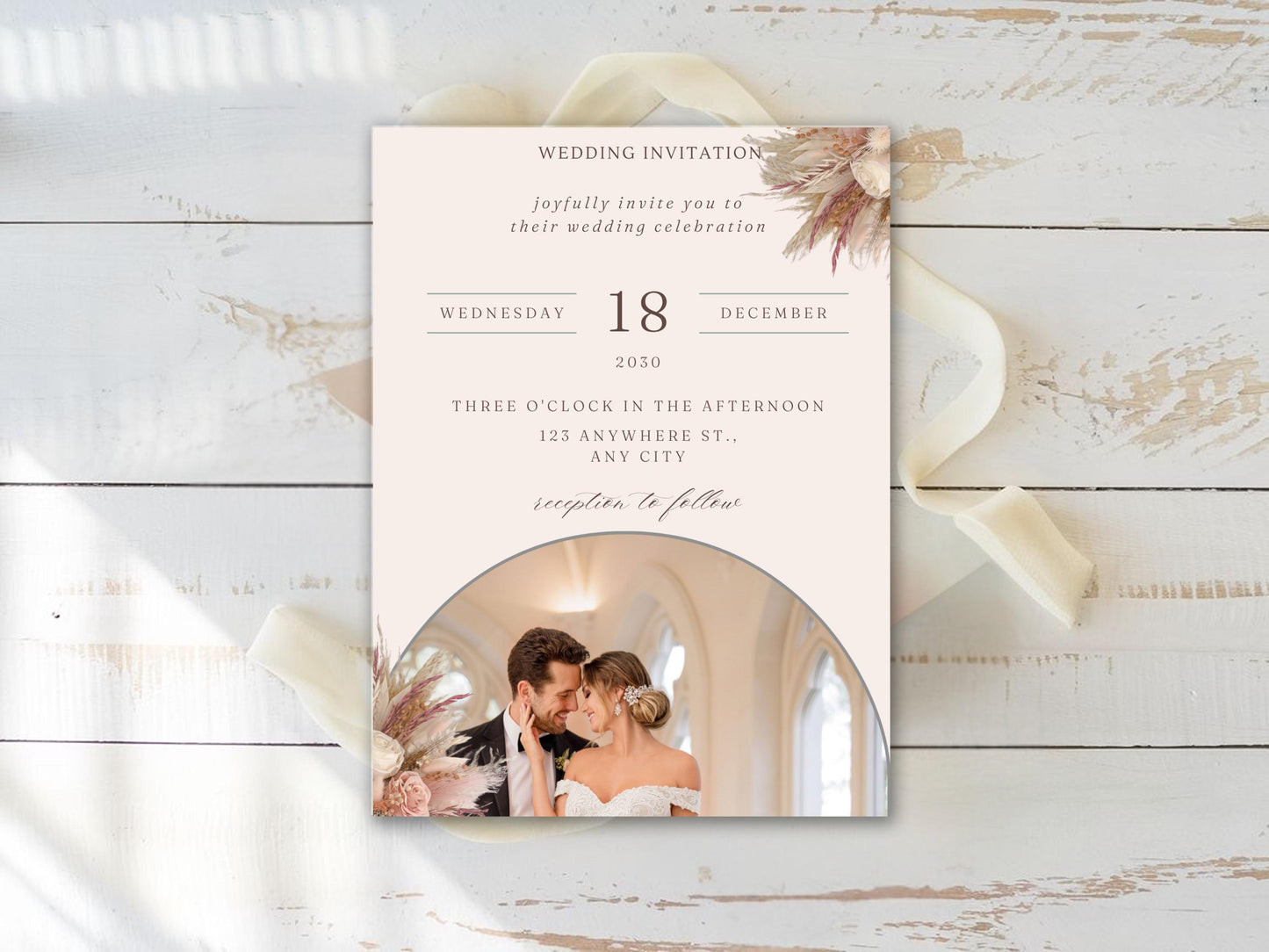 Elegant Wedding Invitation Template: Minimalist Photo Canva Suite