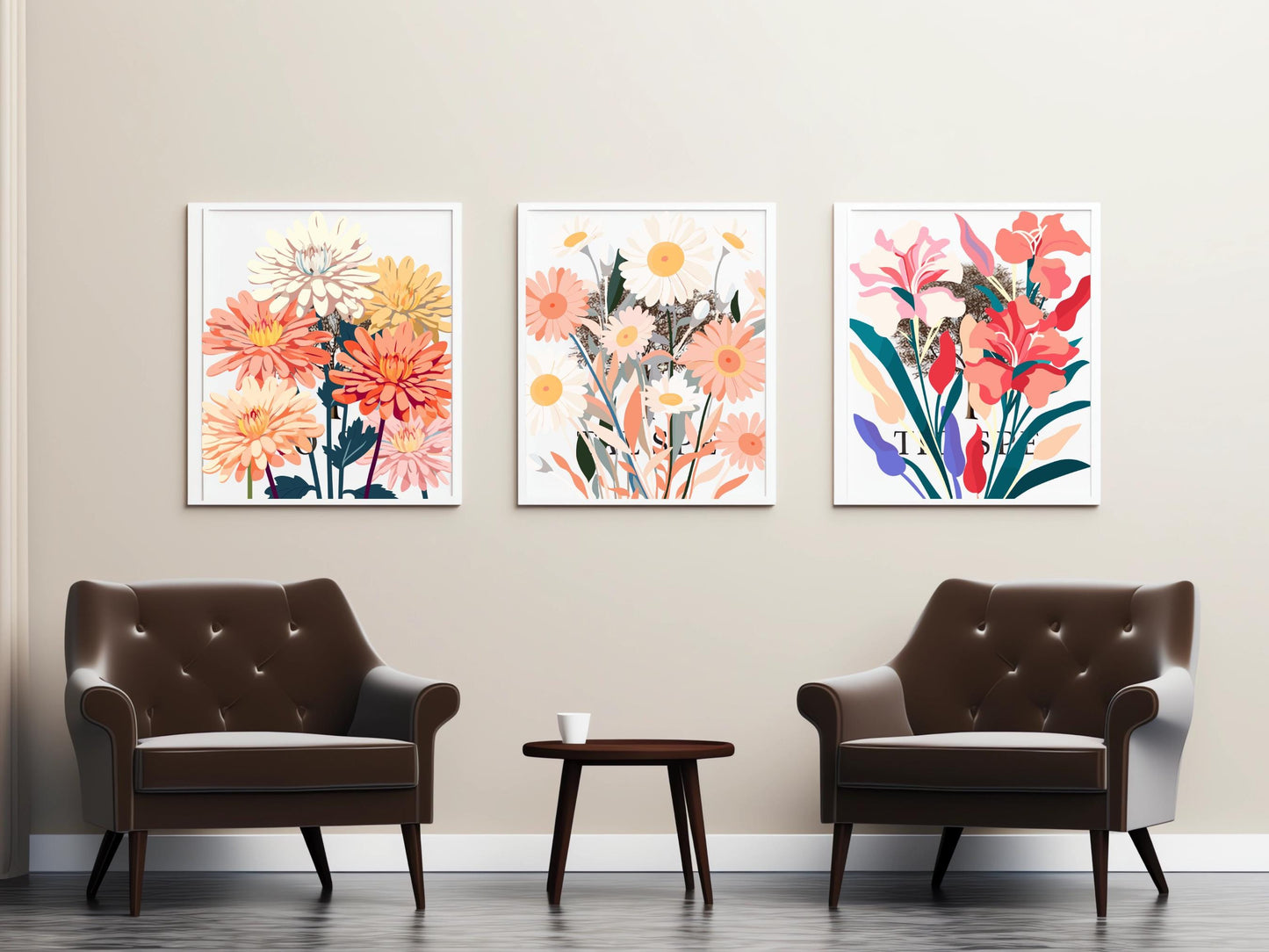 Minimalist Floral Quote Print, Modern Home Office Decor (Digital Download)