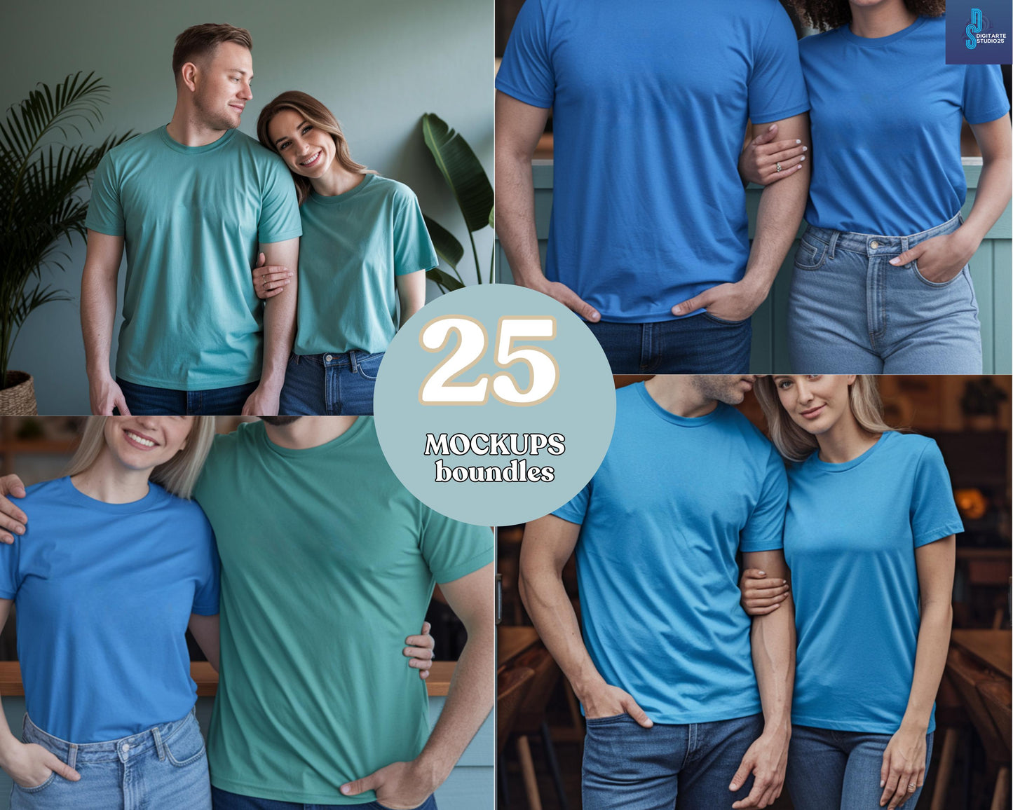 Comfort Colors C1717 Couple T-Shirt Mockup (Instant Download)