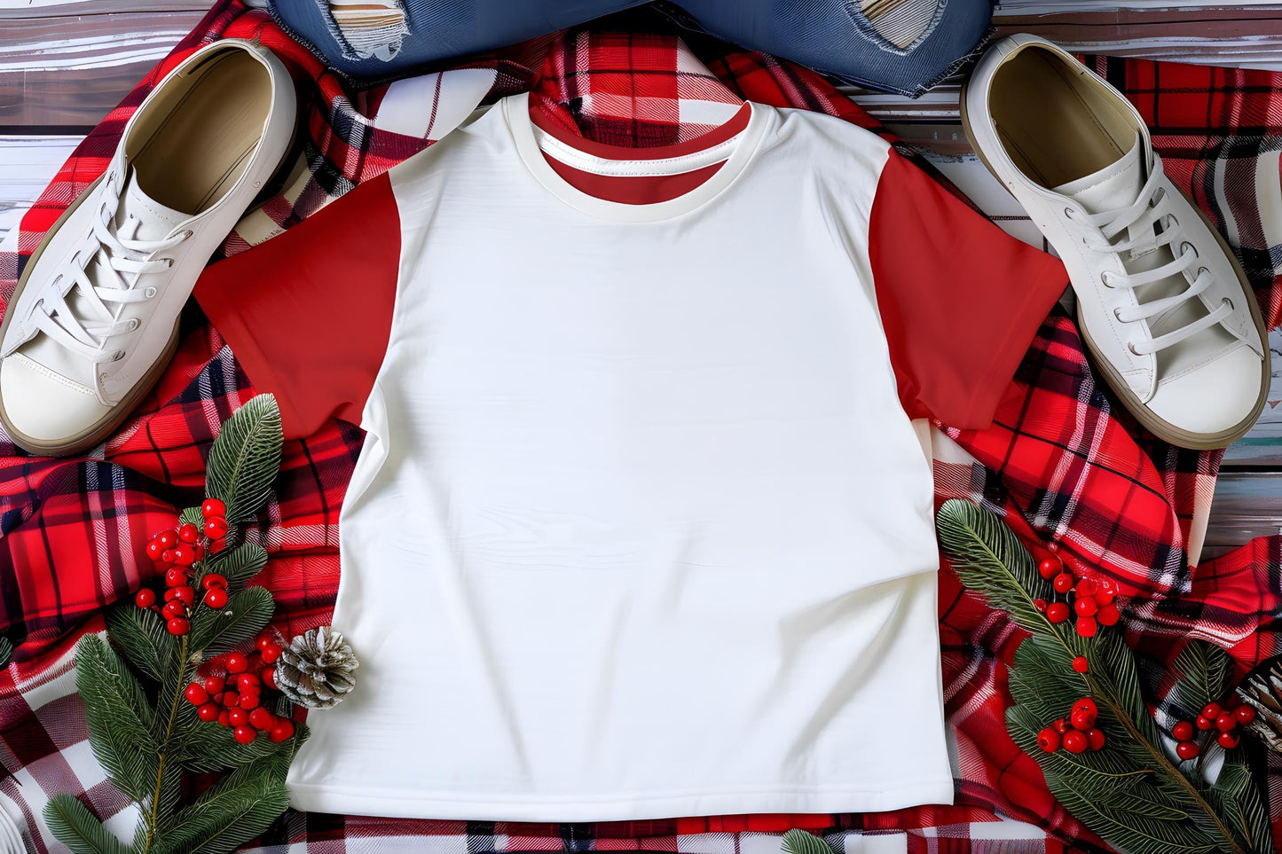 Christmas T-Shirt Mockup Bundle, Festive Holiday Designs (Digital Download)