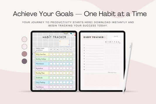 Printable Habit Tracker | Monthly Goal Planner | Productivity & Routine Organizer | Digital Tracker Sheet
