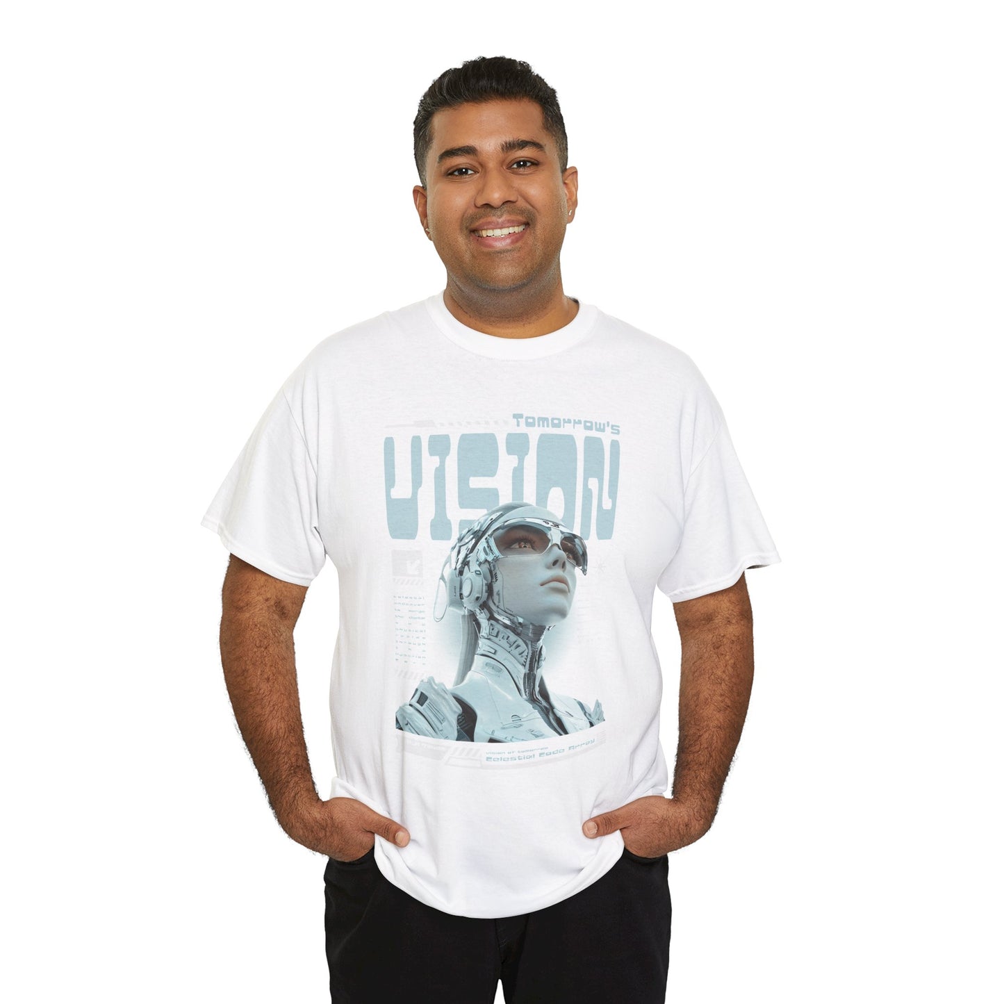 Futuristic Cyborg Portrait Tee – "VISION" Graphic T-Shirt