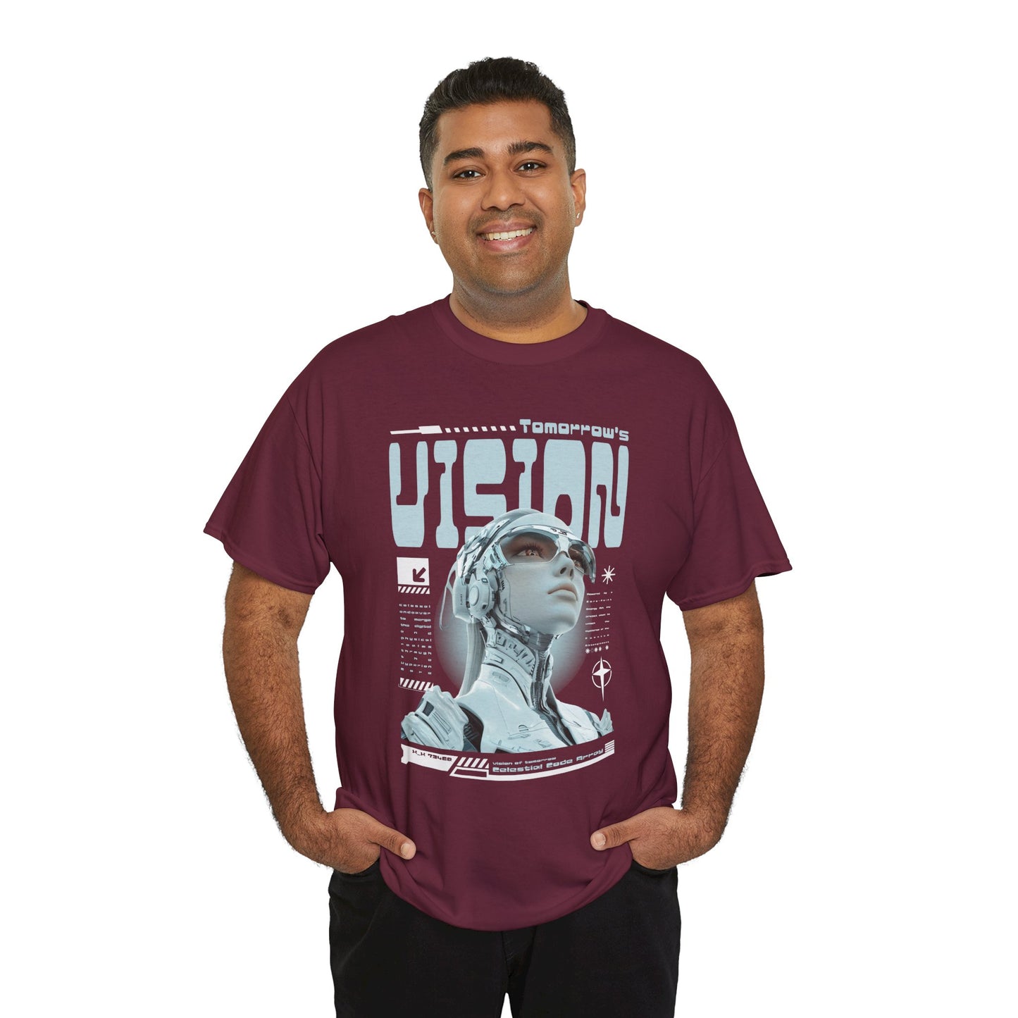 Futuristic Cyborg Portrait Tee – "VISION" Graphic T-Shirt