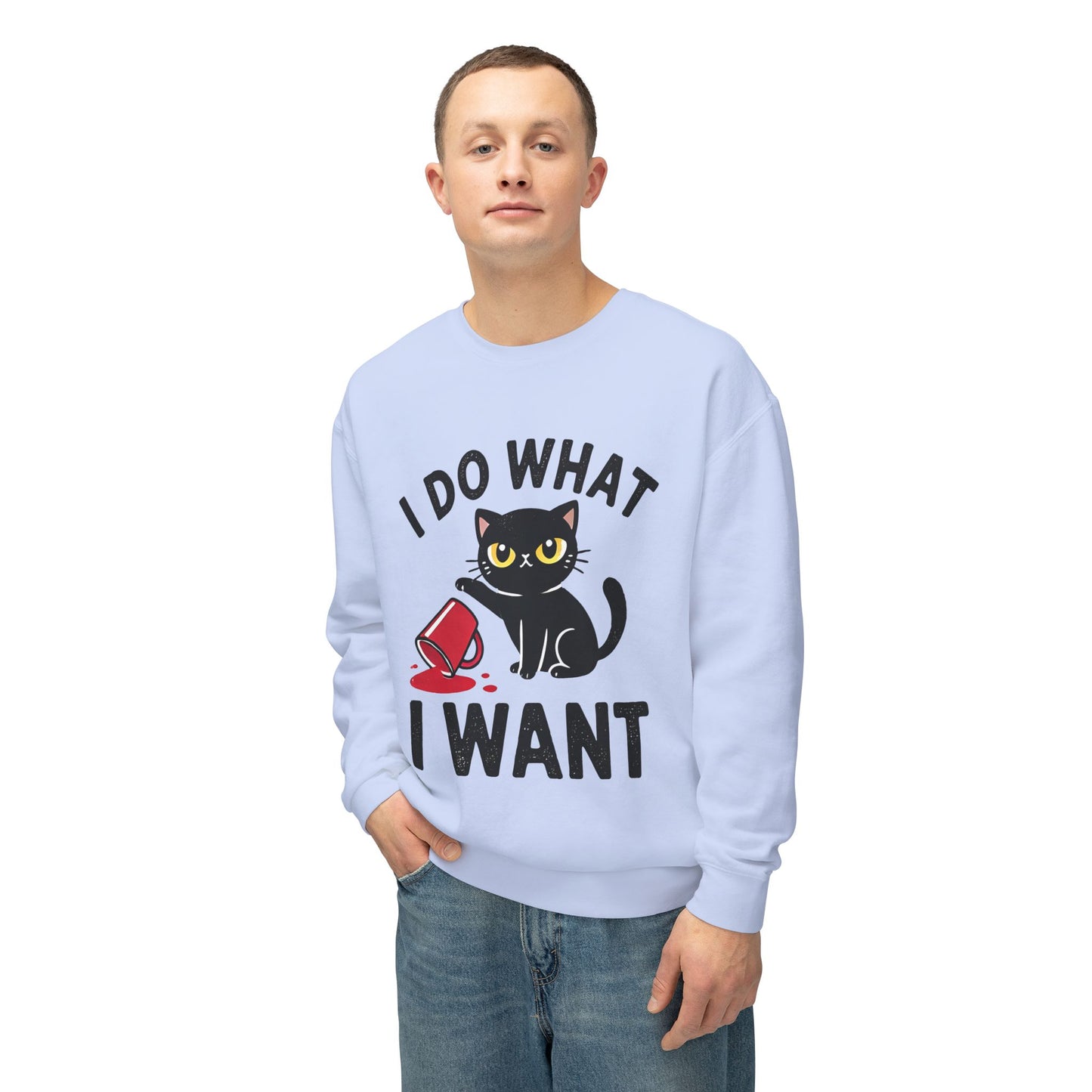 Cat Graphic Sweatshirt "I Do What I Want" – Cute Rebellious Cat Crewneck