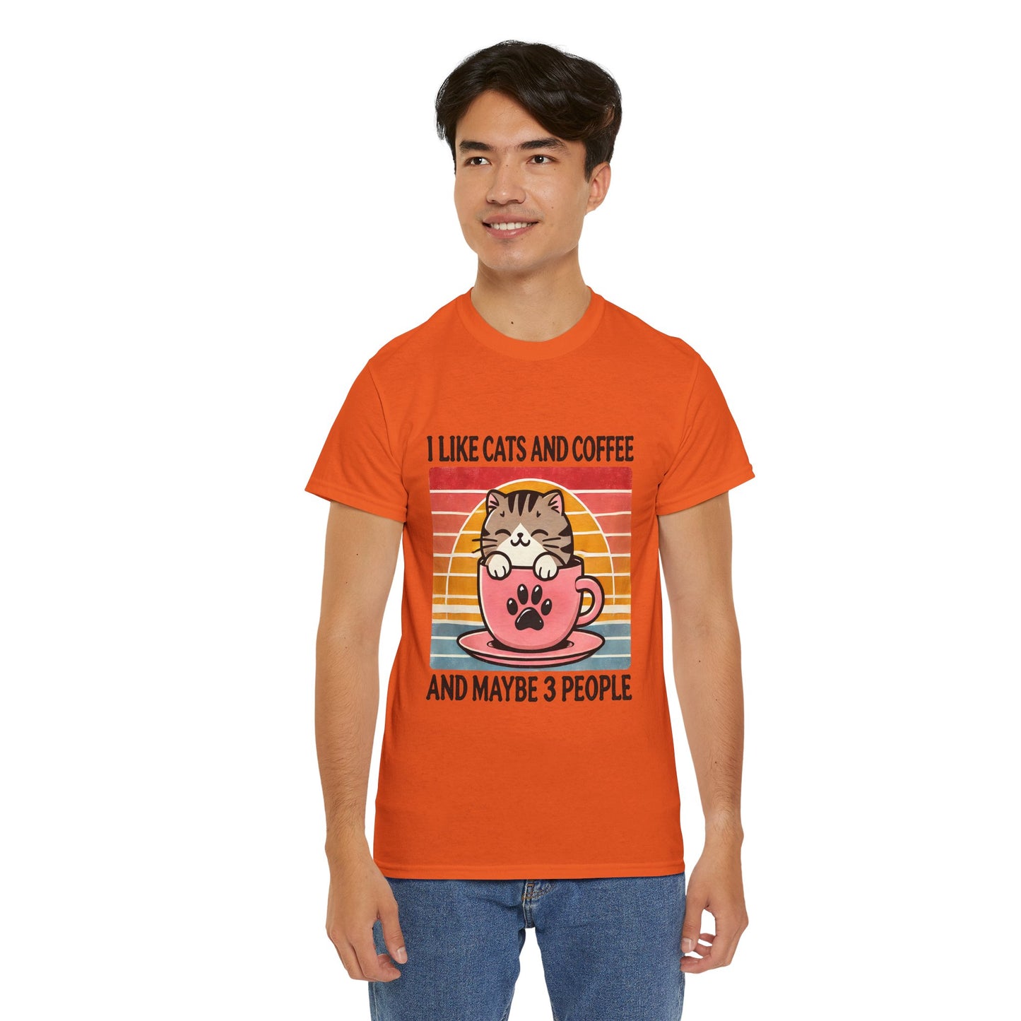 Cat & Coffee T-Shirt — "I Like Cats and Coffee and Maybe 3 People" Cute Vintage Tee