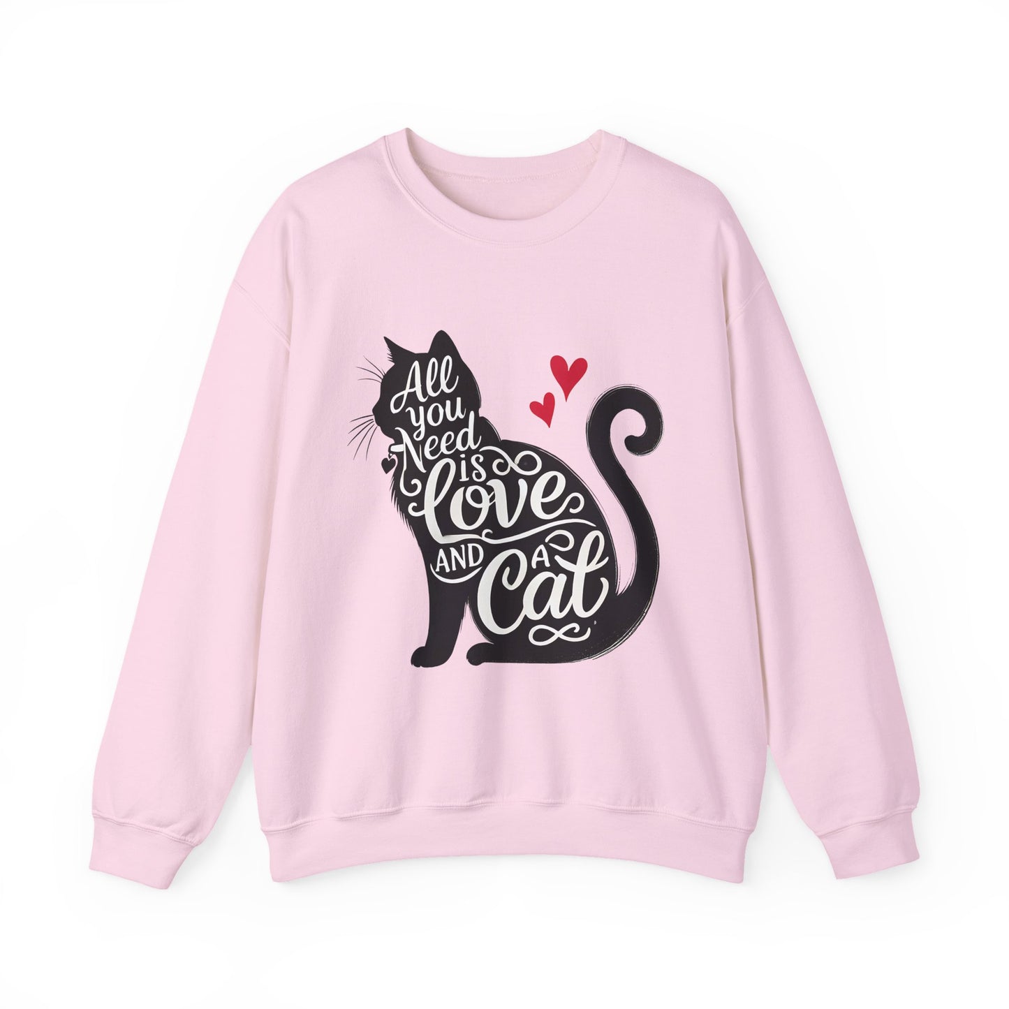 All You Need Is Love and a Cat sweatshirt - Cat Lover Crewneck Sweatshirt