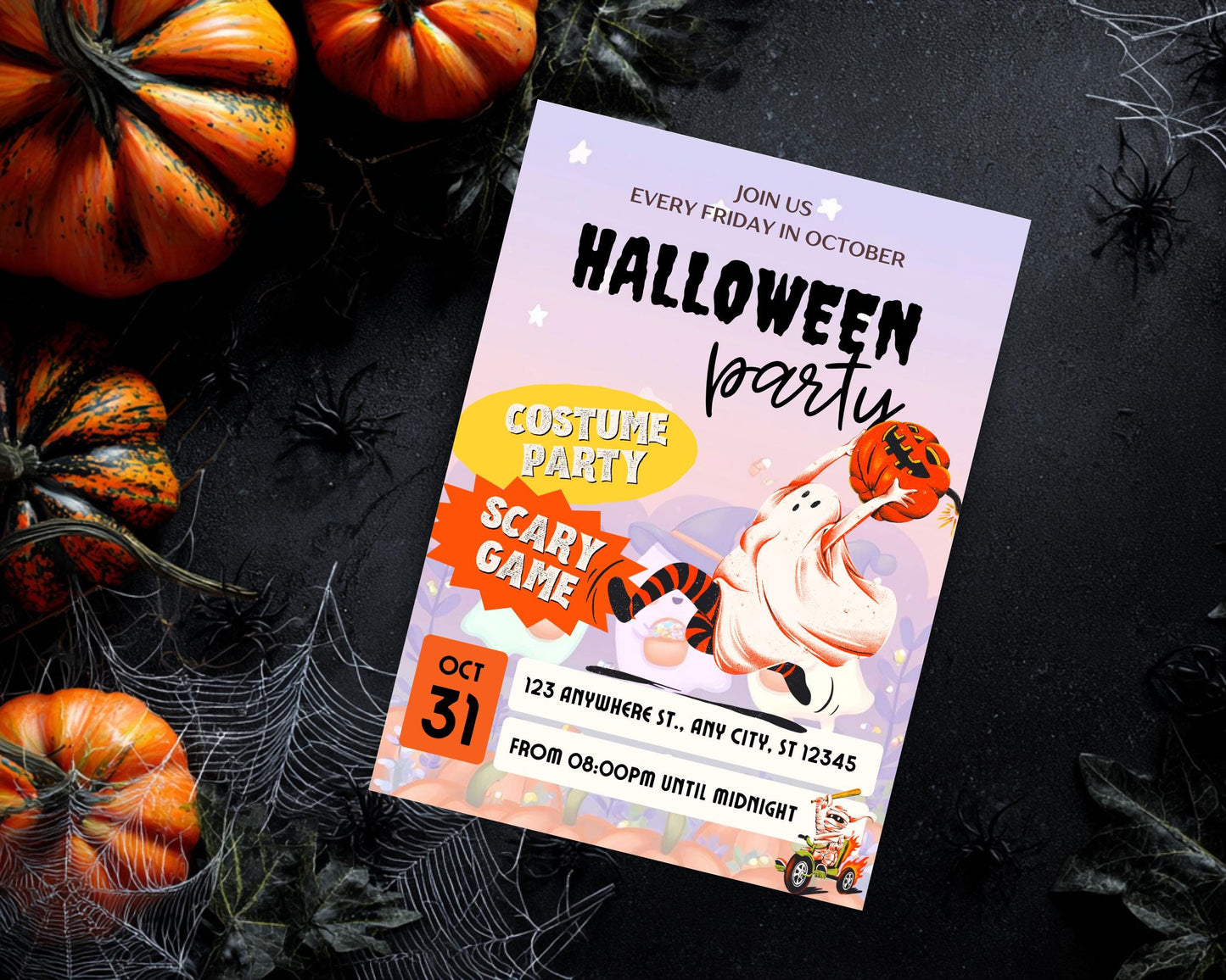 Ghost Parade Halloween Party Invitation: Spooky, Editable Canva Template
