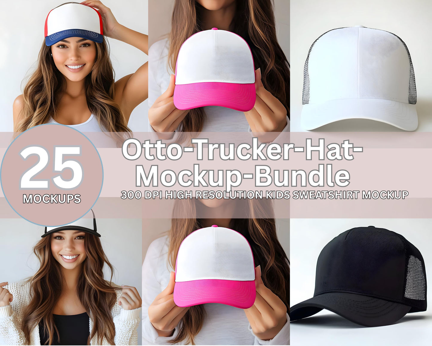 Pacchetto di modelli Otto Cap 39-165: modelli di cappelli da camionista a 5 pannelli (download immediato)