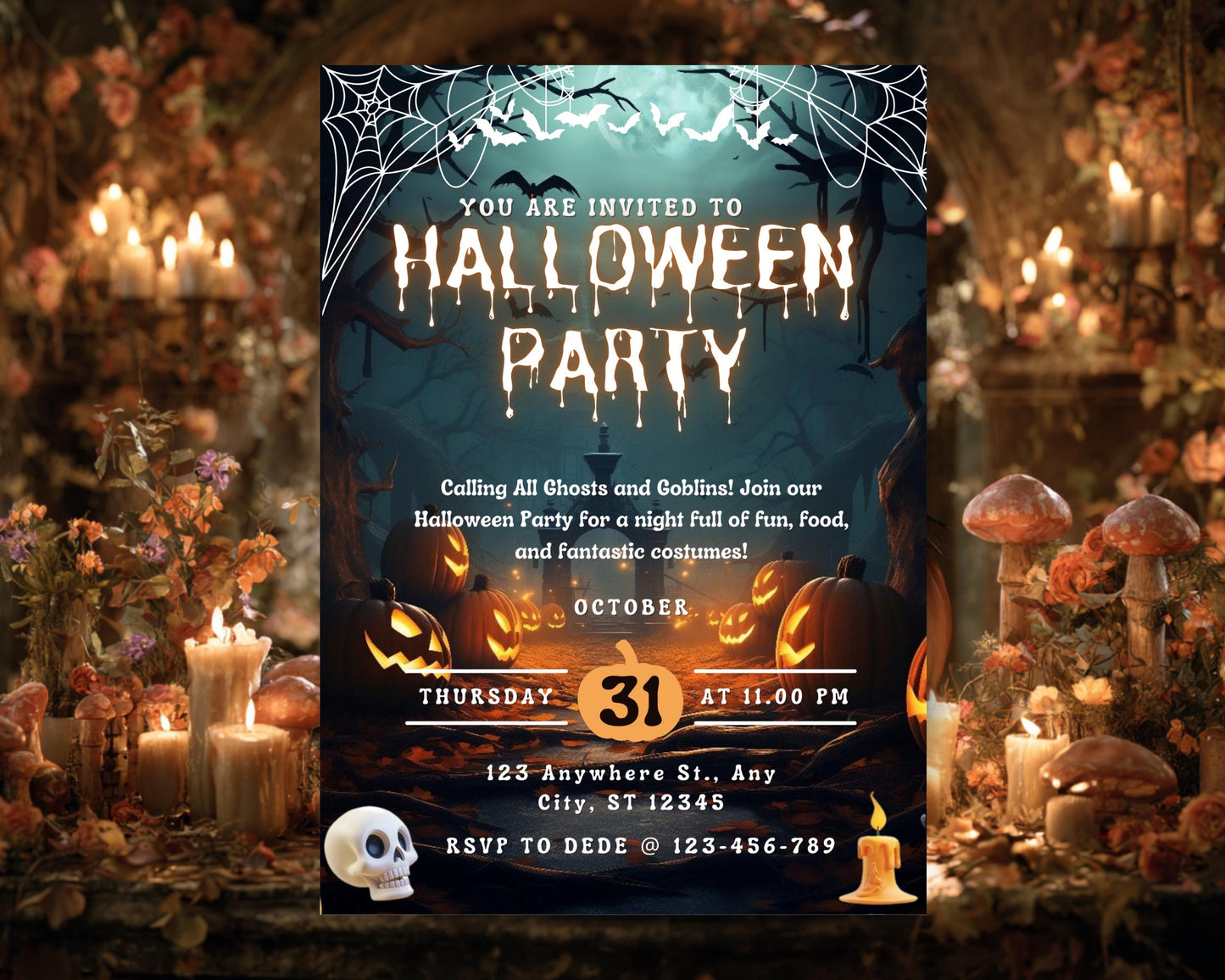 Editable Spooky Halloween Party Invitation: DIY Itinerary (Digital)