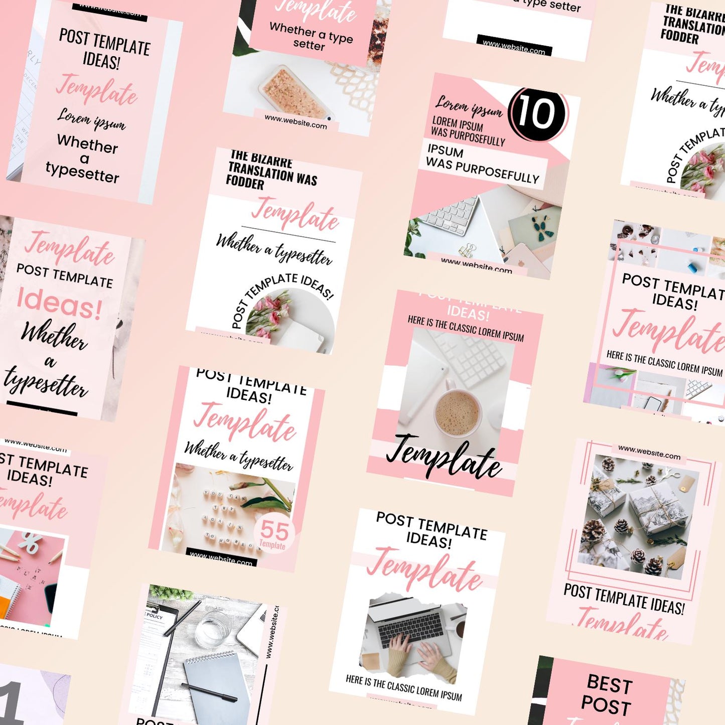 Feminine Pinterest-Inspired Instagram Templates, Social Media, Canva Bundle (Digital Download)