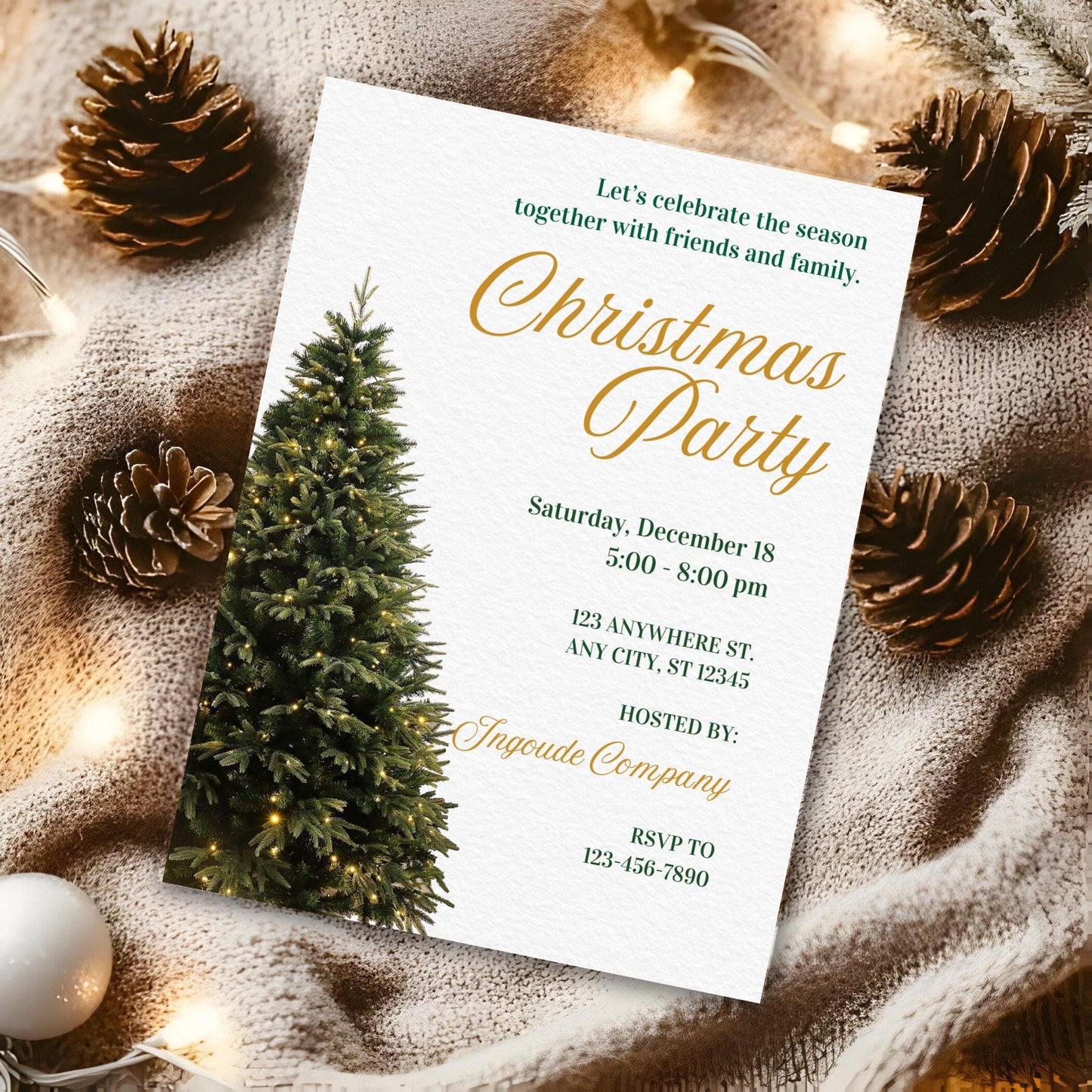 Editable Santa Hat Christmas Party Invitation: Canva Template