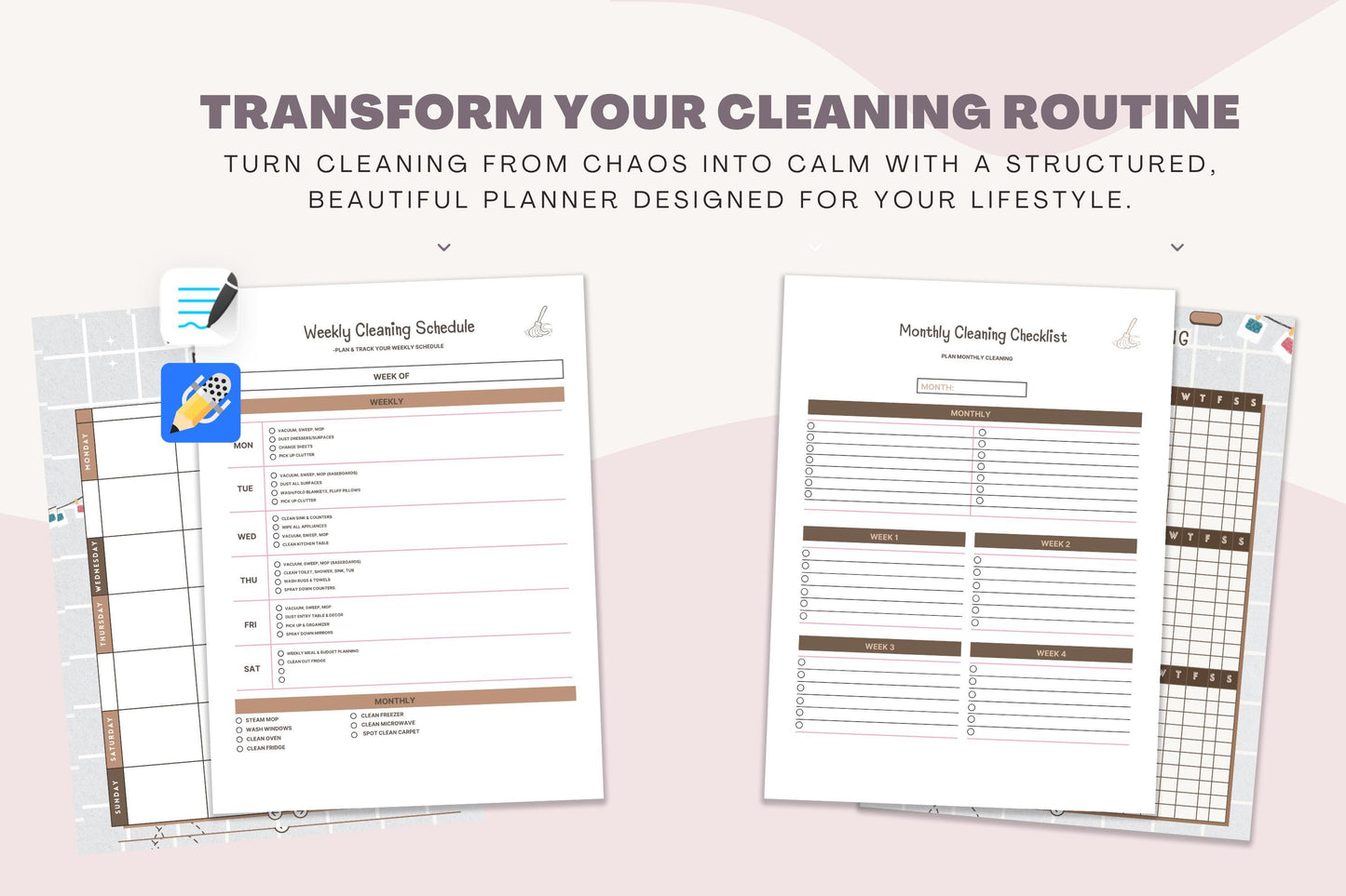 Printable Cleaning Checklist: Daily & Weekly Schedule (Digital Download)