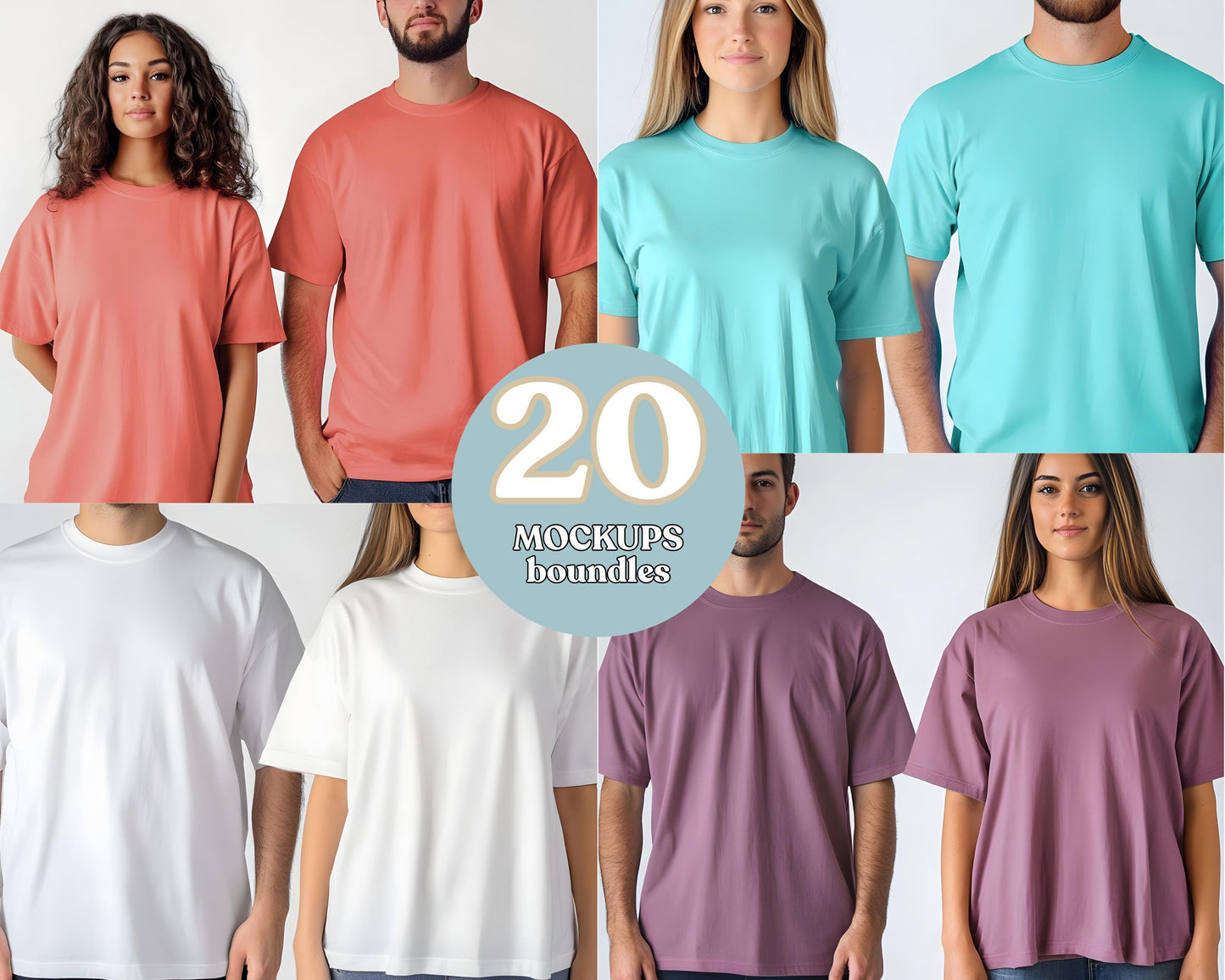Comfort Colors C1717 Couple T-Shirt Mockup Bundle (Digital Download)