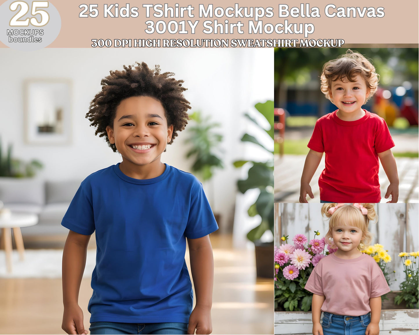 25 modelli di magliette per bambini: Bella Canvas 3001Y (download digitale)