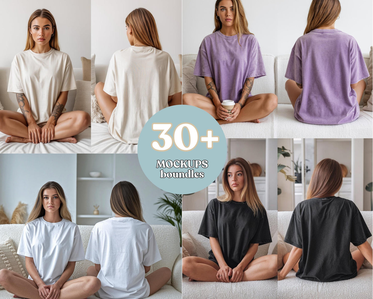 Comfort Colors C1717 T-Shirt Mockup Bundle, Front & Back (Digital Download)