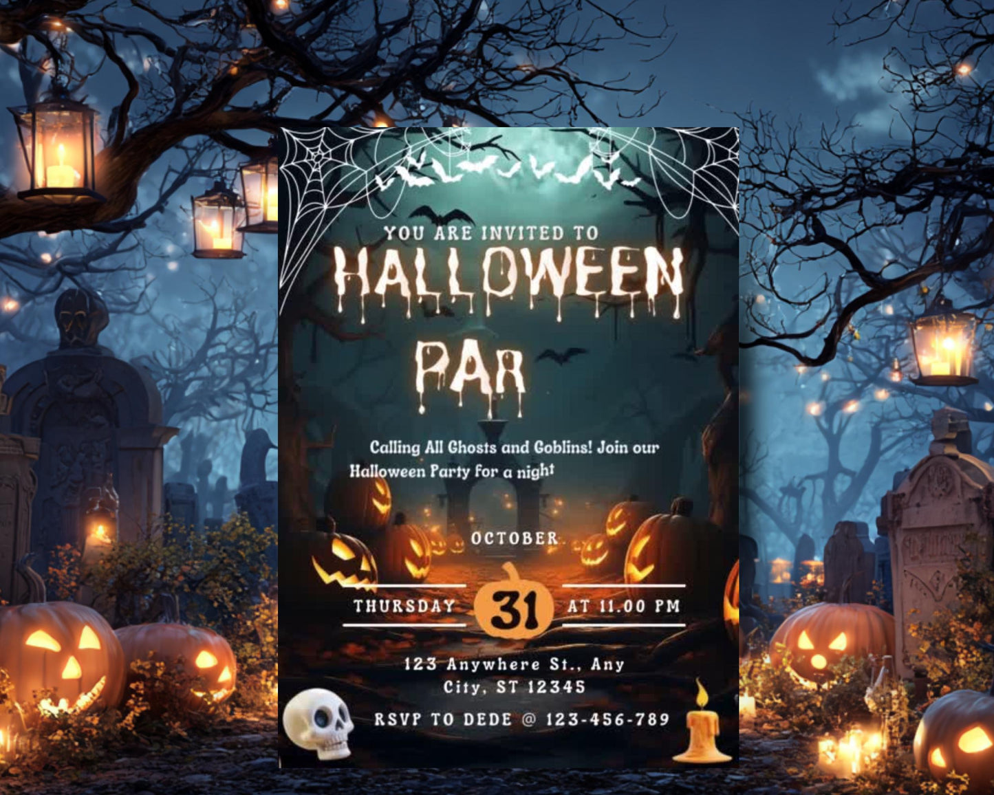 Editable Spooky Halloween Party Invitation: DIY Itinerary (Digital)