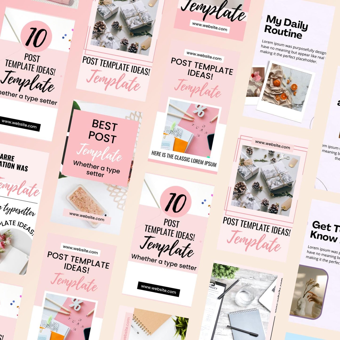 Feminine Pinterest-Inspired Instagram Templates, Social Media, Canva Bundle (Digital Download)