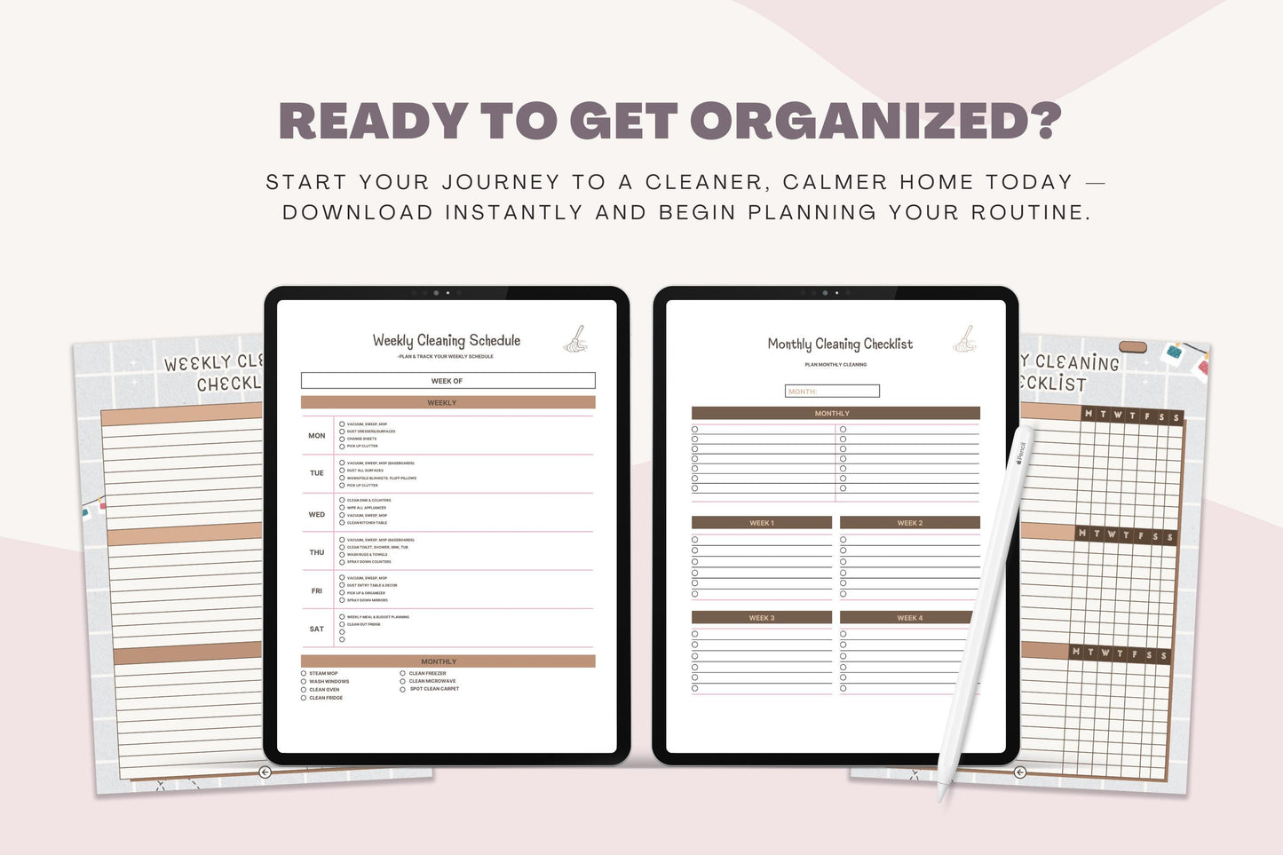 Printable Cleaning Checklist: Daily & Weekly Schedule (Digital Download)